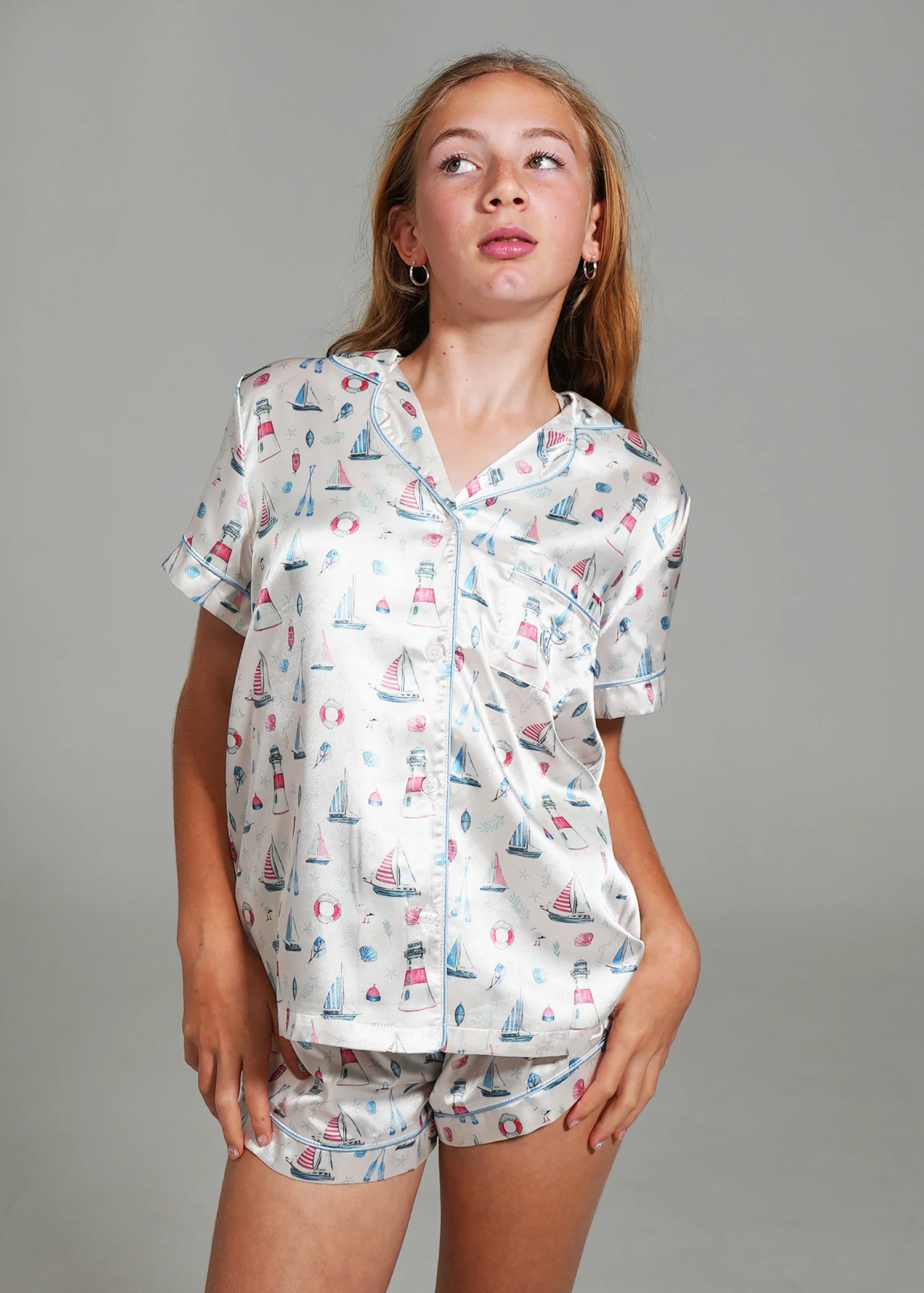 Girls - Sail Away Short Satin PJ Set - Image 4