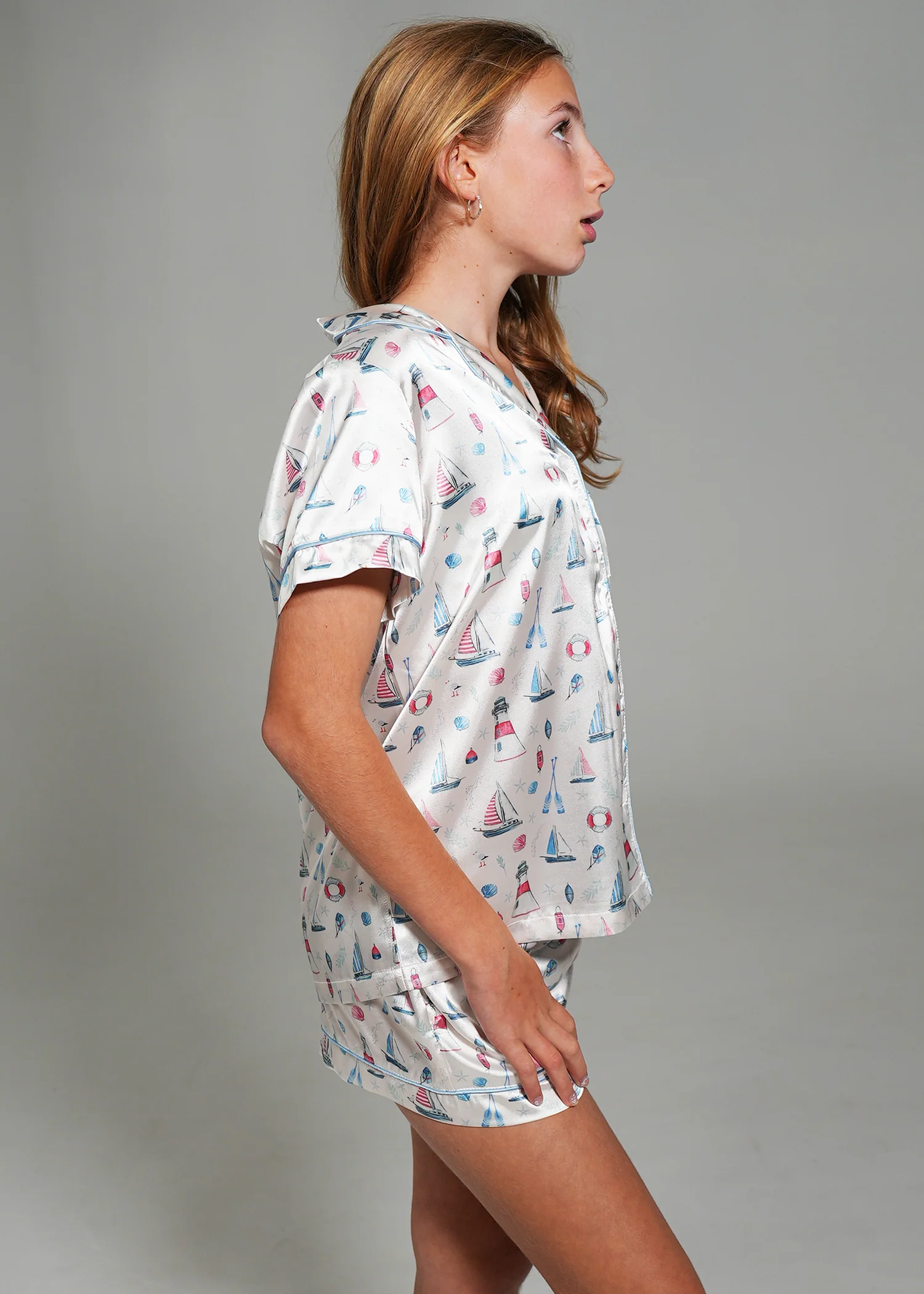 Girls - Sail Away Short Satin PJ Set - Image 5