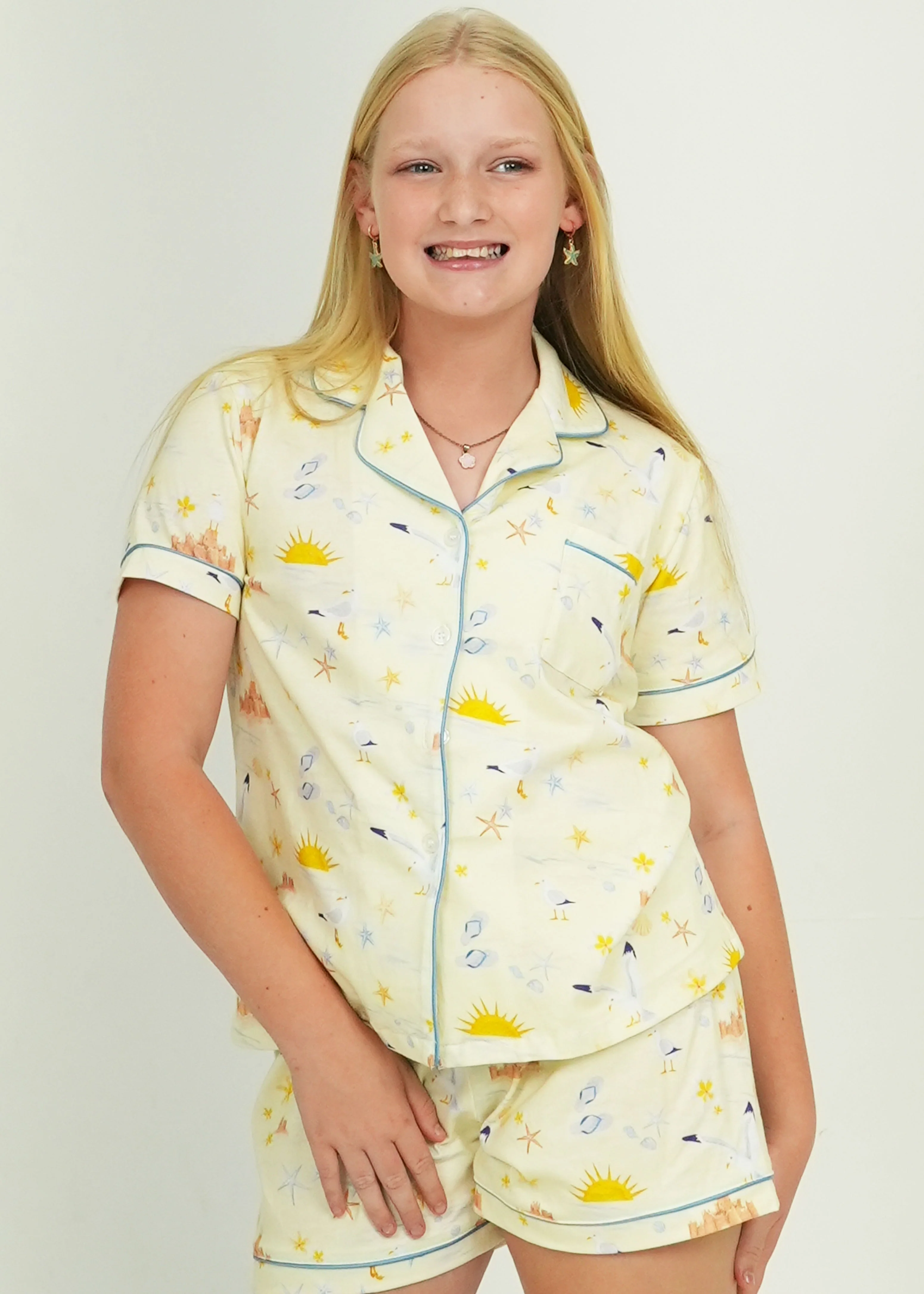 Girls - Sand Castles - Jersey Knit Cotton Short PJ Set