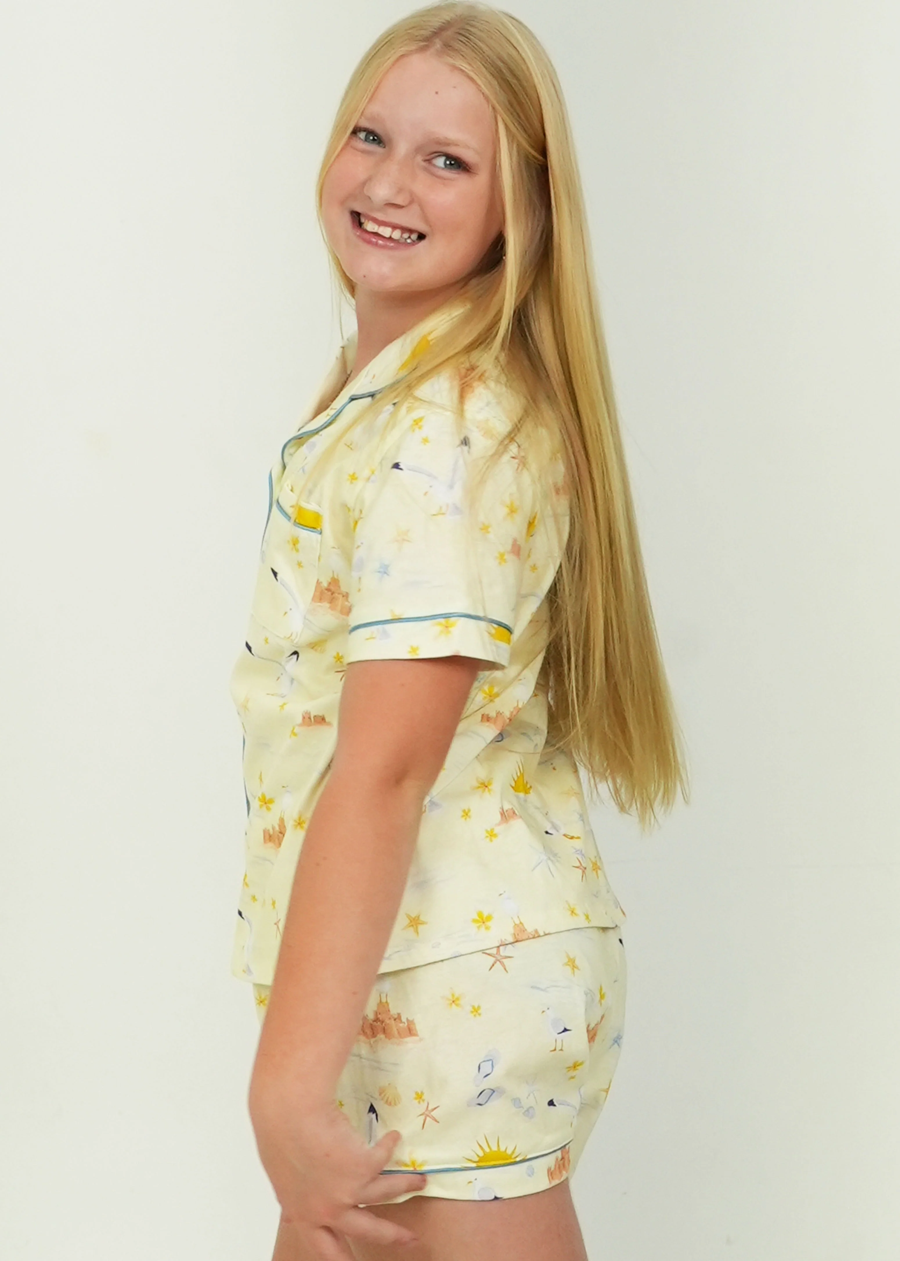 Girls - Sand Castles - Jersey Knit Cotton Short PJ Set - Image 2