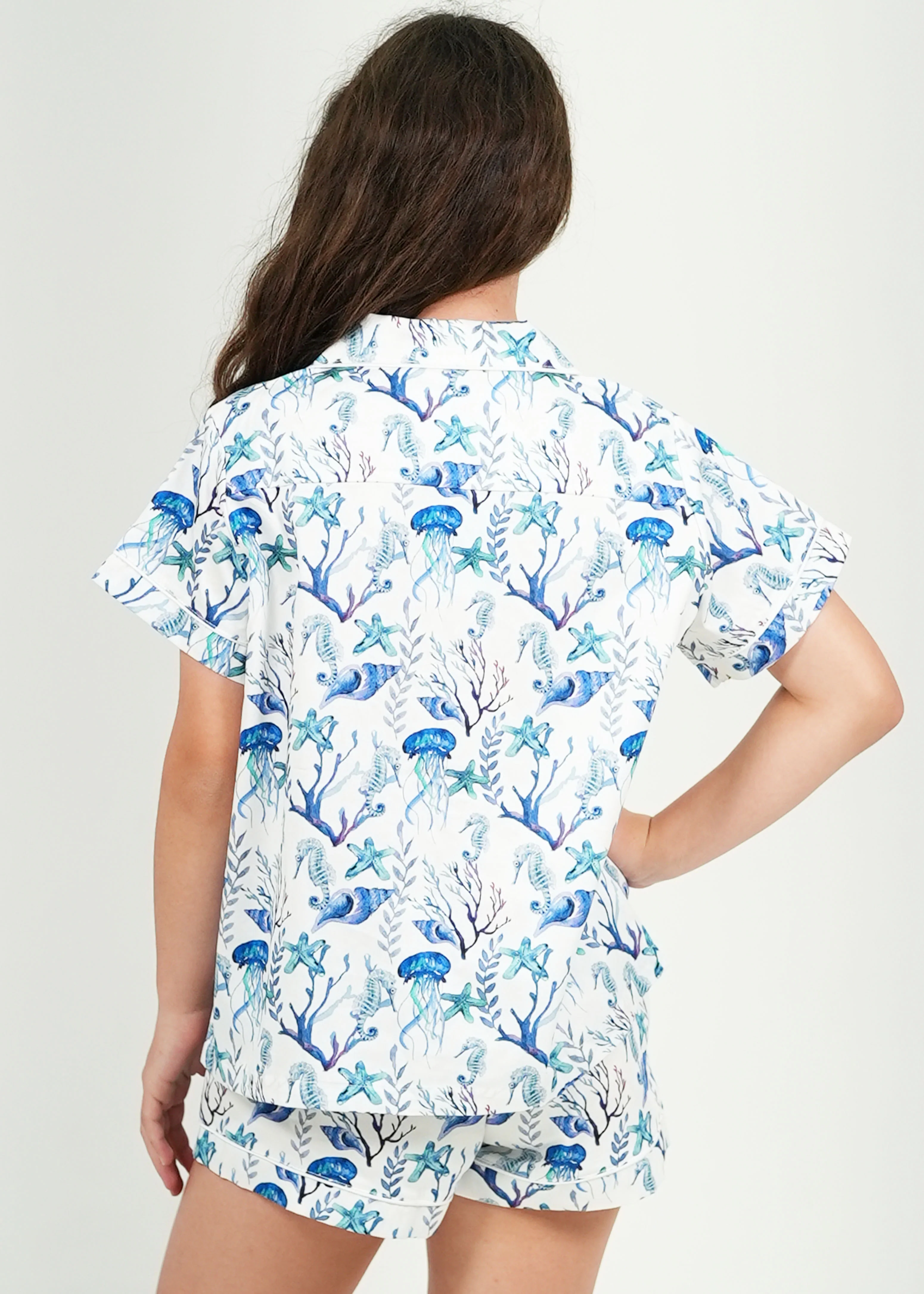Girls Sea Life Cotton Short Pajama Set - Image 3