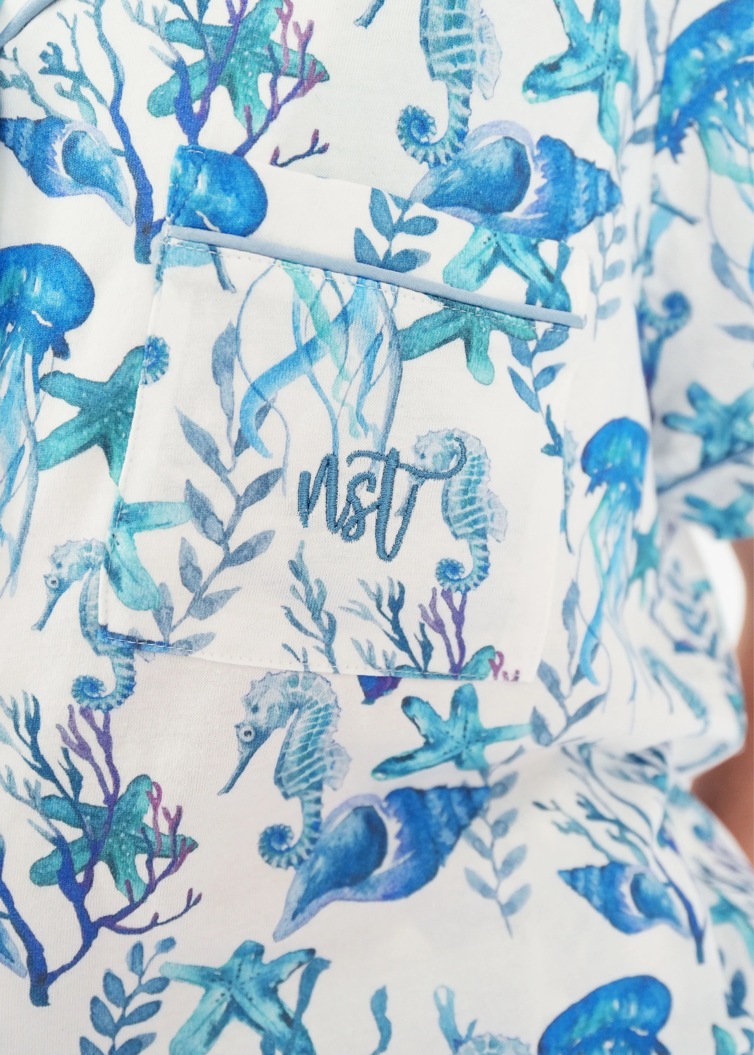Girls - Sea Life Jersey Knit Cotton Short PJ Set - Image 4