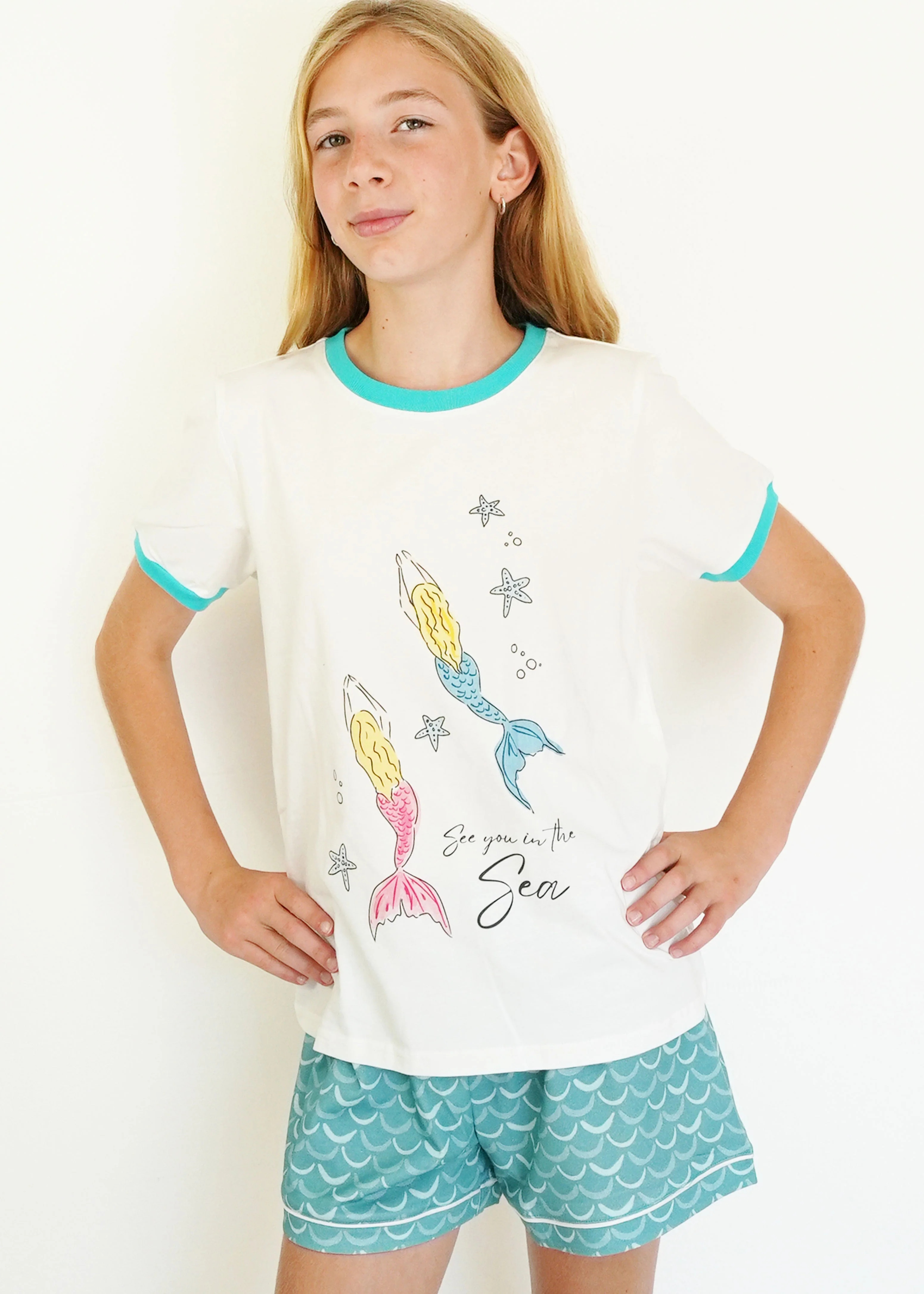 Girls - See You In The Sea T-Shirt & Short Pants PJ Set - Image 3