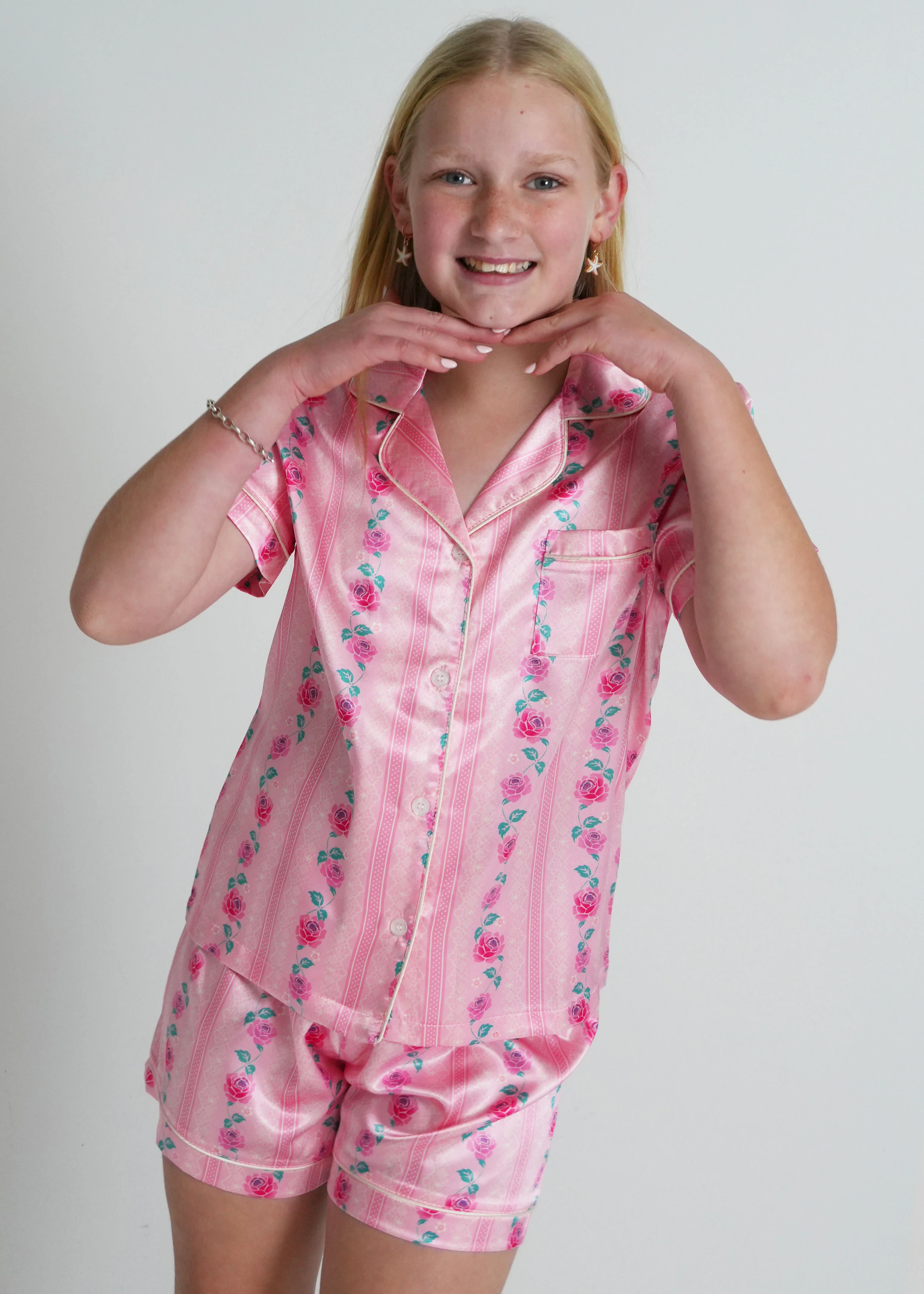 Girls - Sugar Blossom Satin Short PJ Set - Image 3