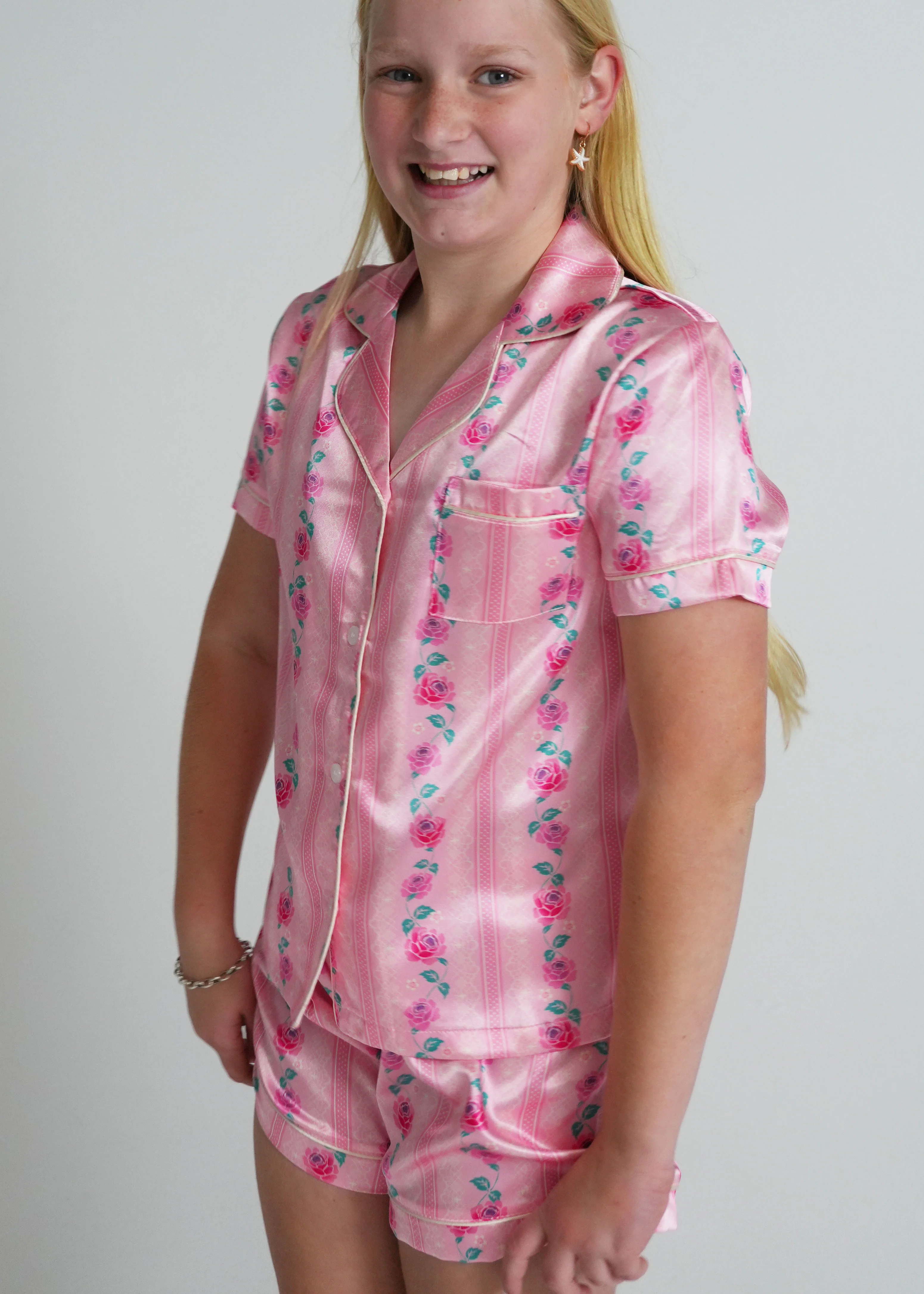 Girls - Sugar Blossom Satin Short PJ Set - Image 4