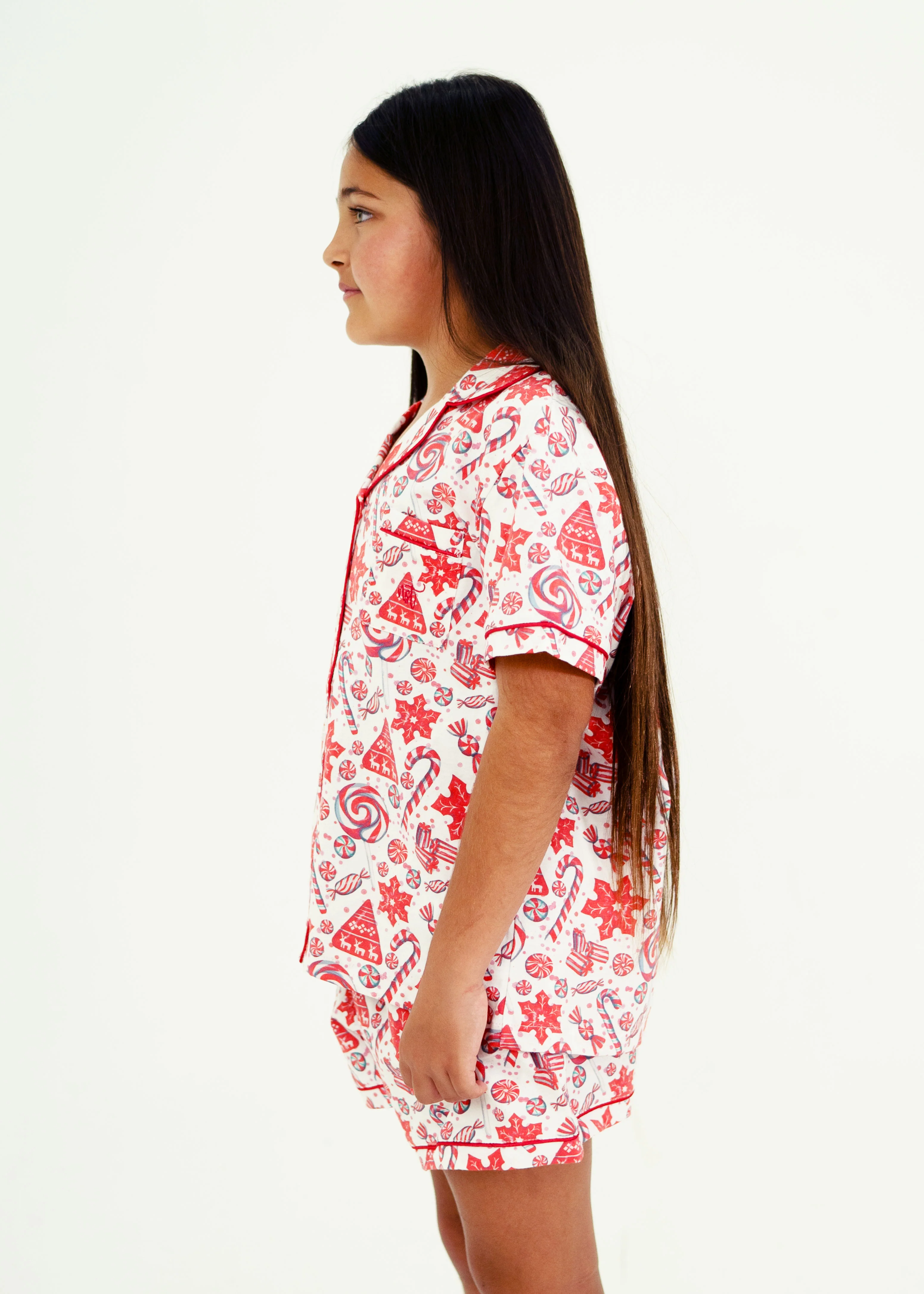 Girls - Sweet Christmas White Jersey Knit Cotton Short PJ Set - Image 4