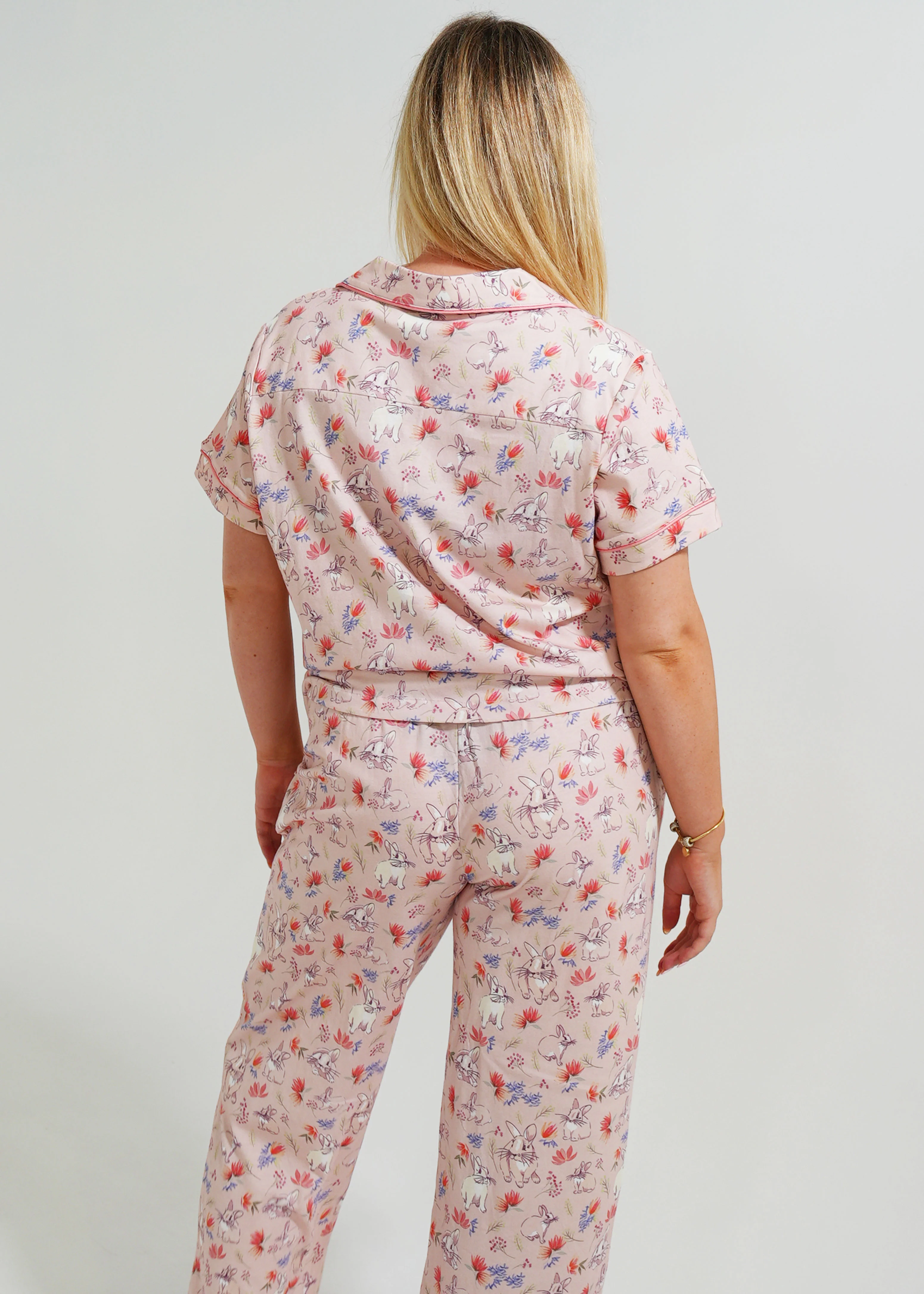 Hop To Bed Jersey Knit Cotton Short Top / Long Pants PJ Set - Image 4