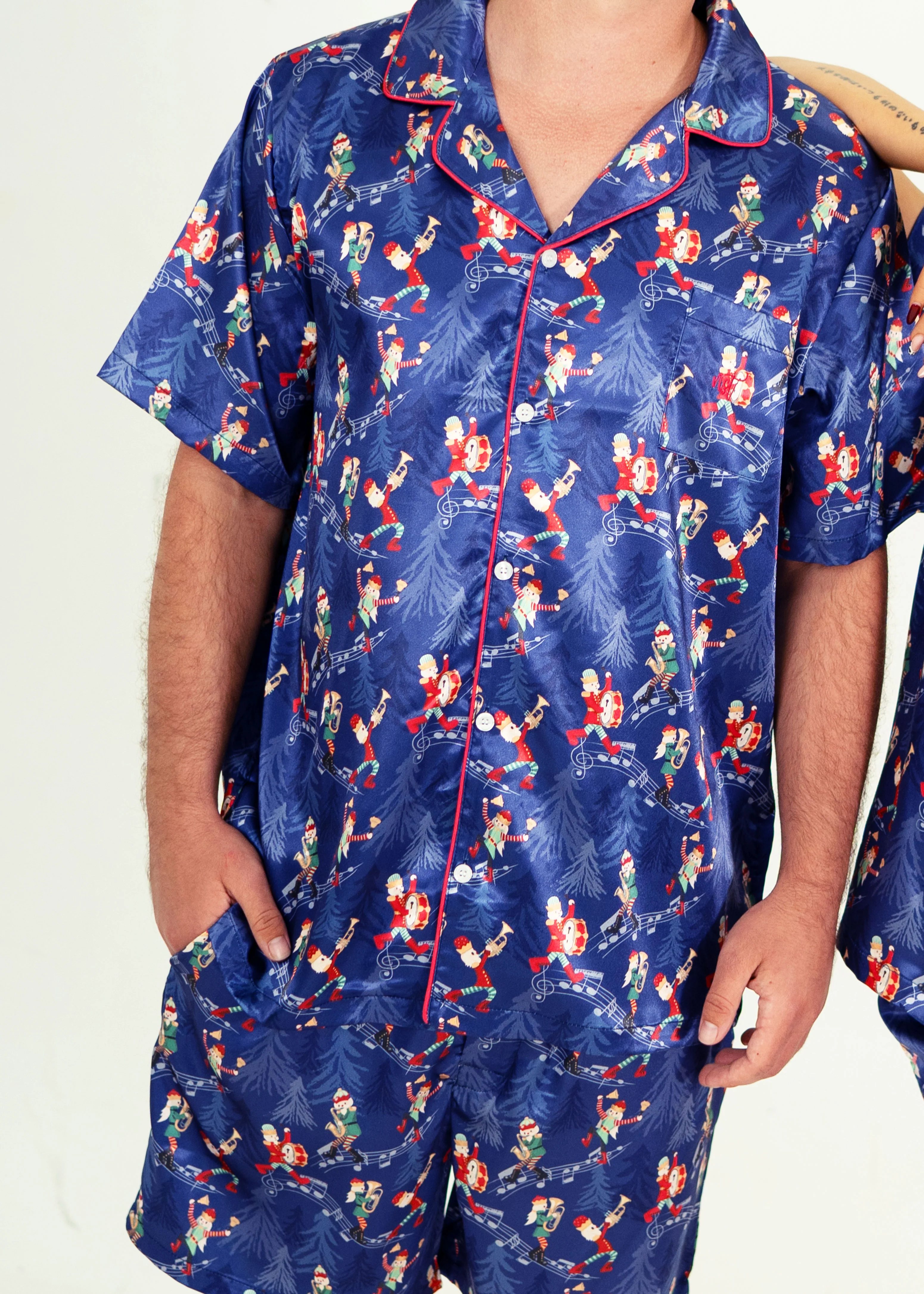 Mens Santa's Workshop Satin Short Pyjama Set - Image 3