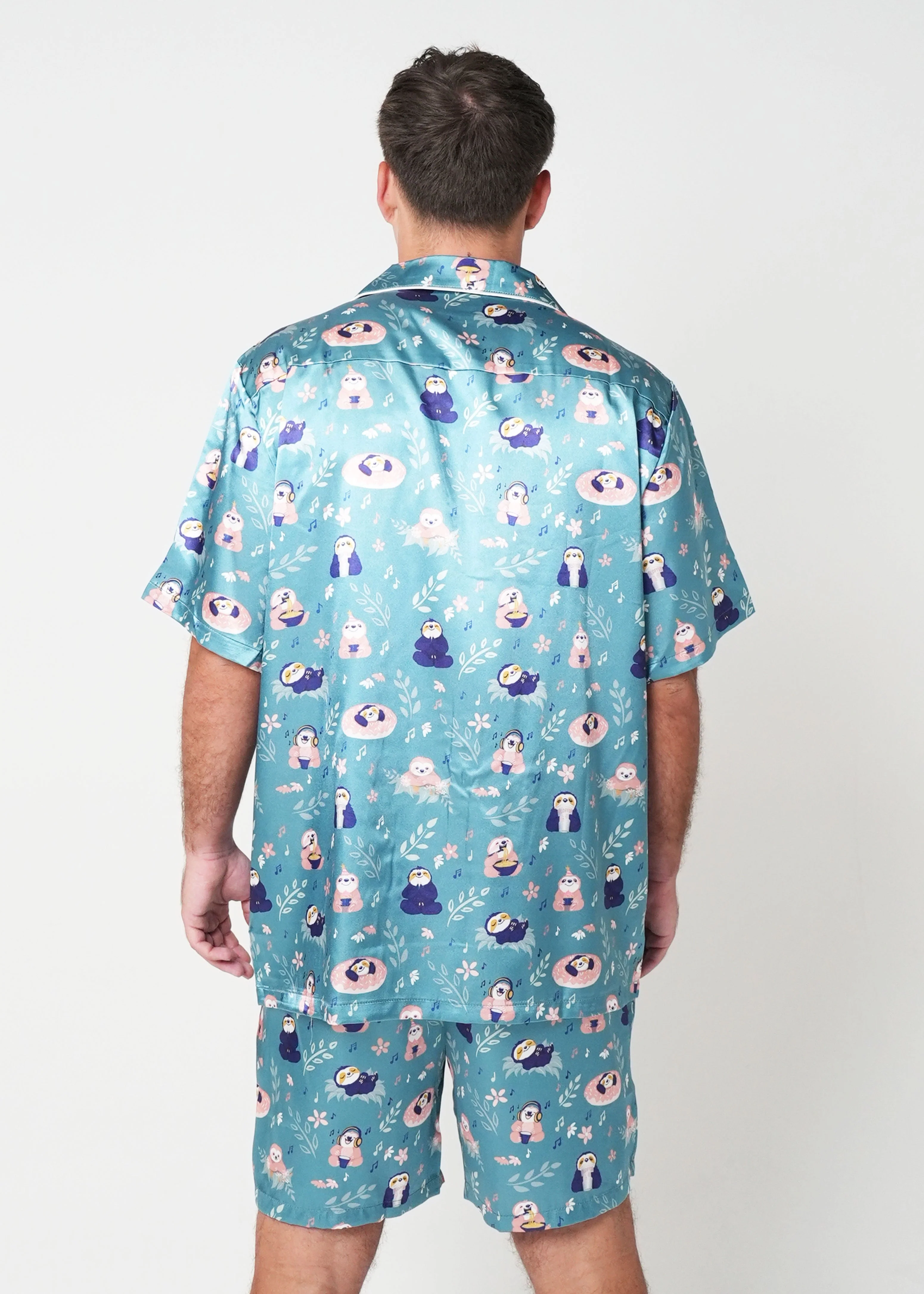 Mens Slothee Satin Short Pajama Set - Image 3