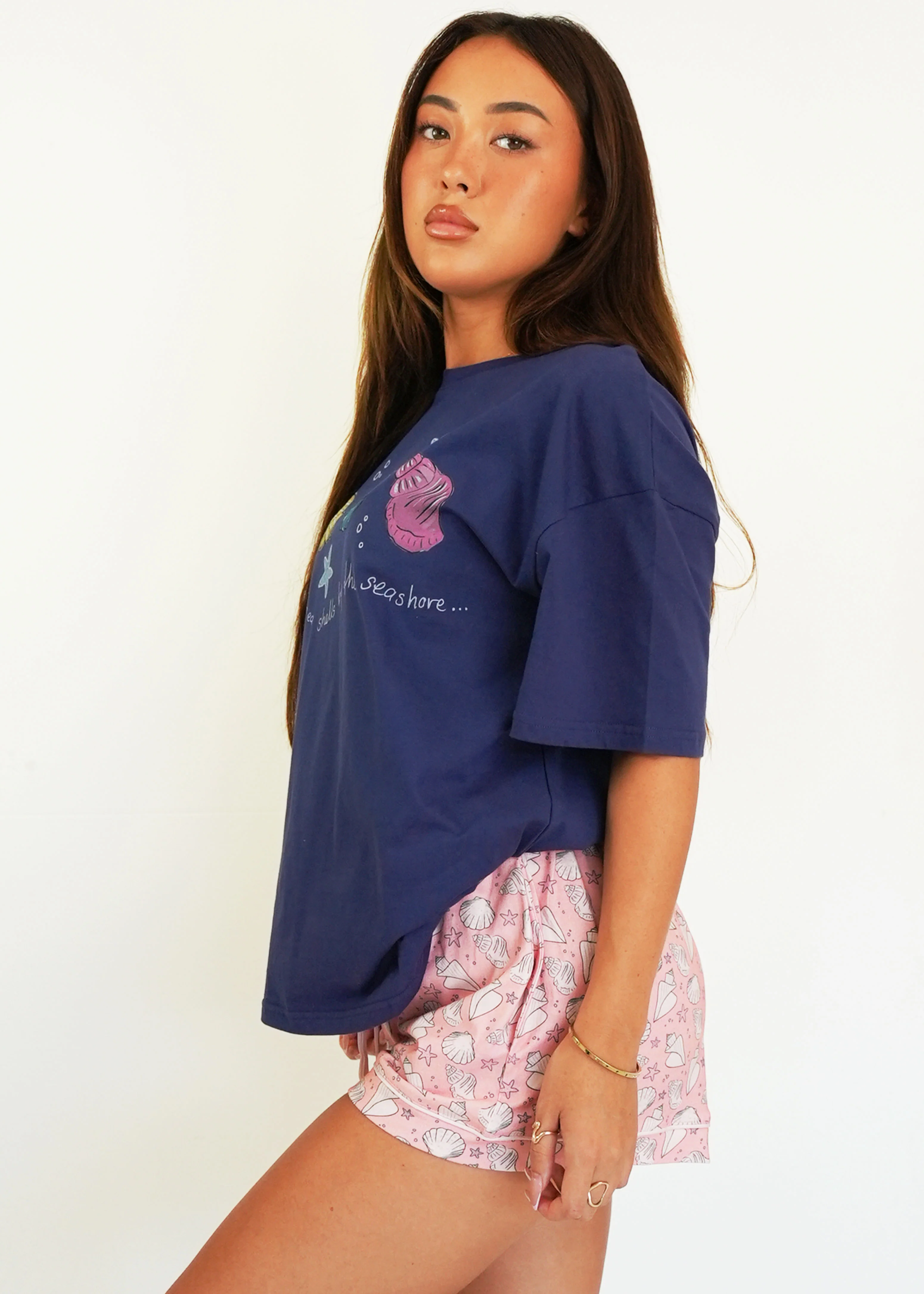 Navy Seashells T-Shirt & Shorts PJ Set - Image 4