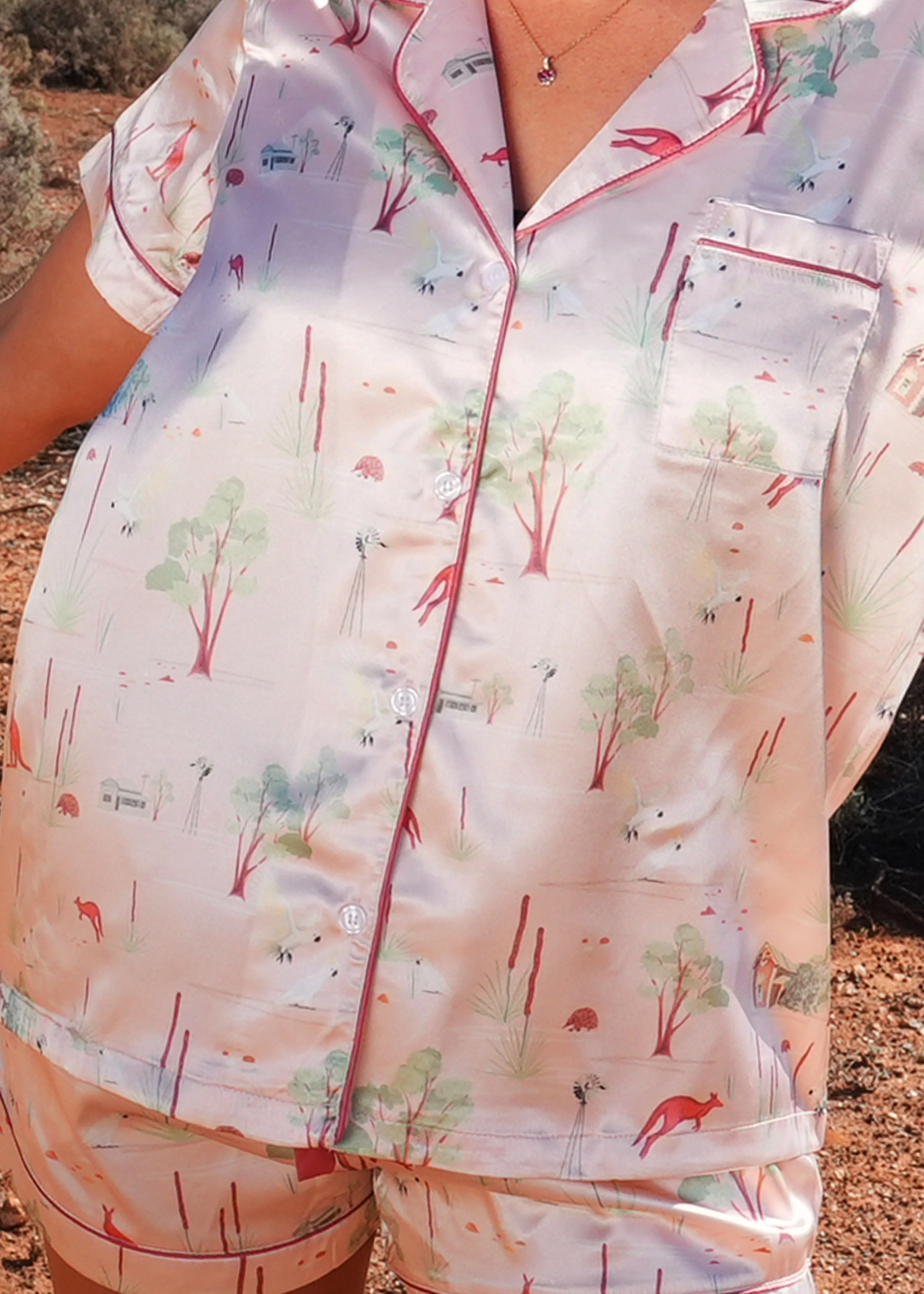 The Outback Satin Short PJ Set - Image 2