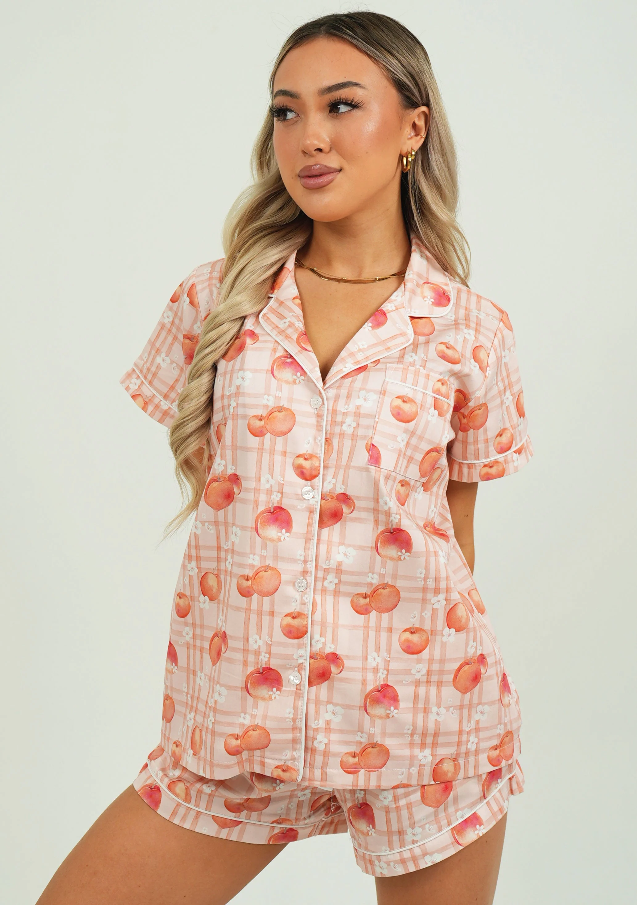 Peaches Satin Short Pajama Set