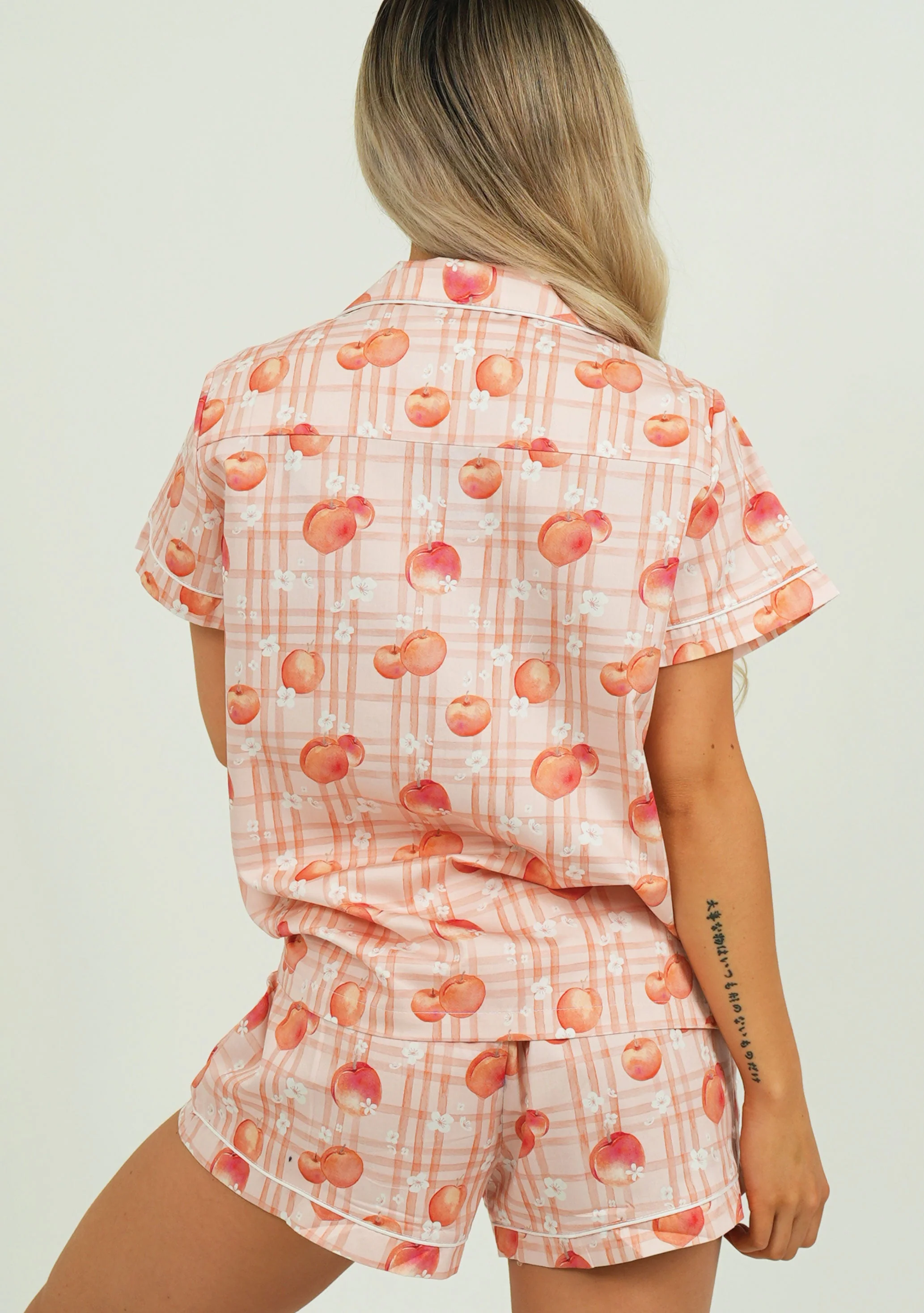Peaches Satin Short Pajama Set - Image 3
