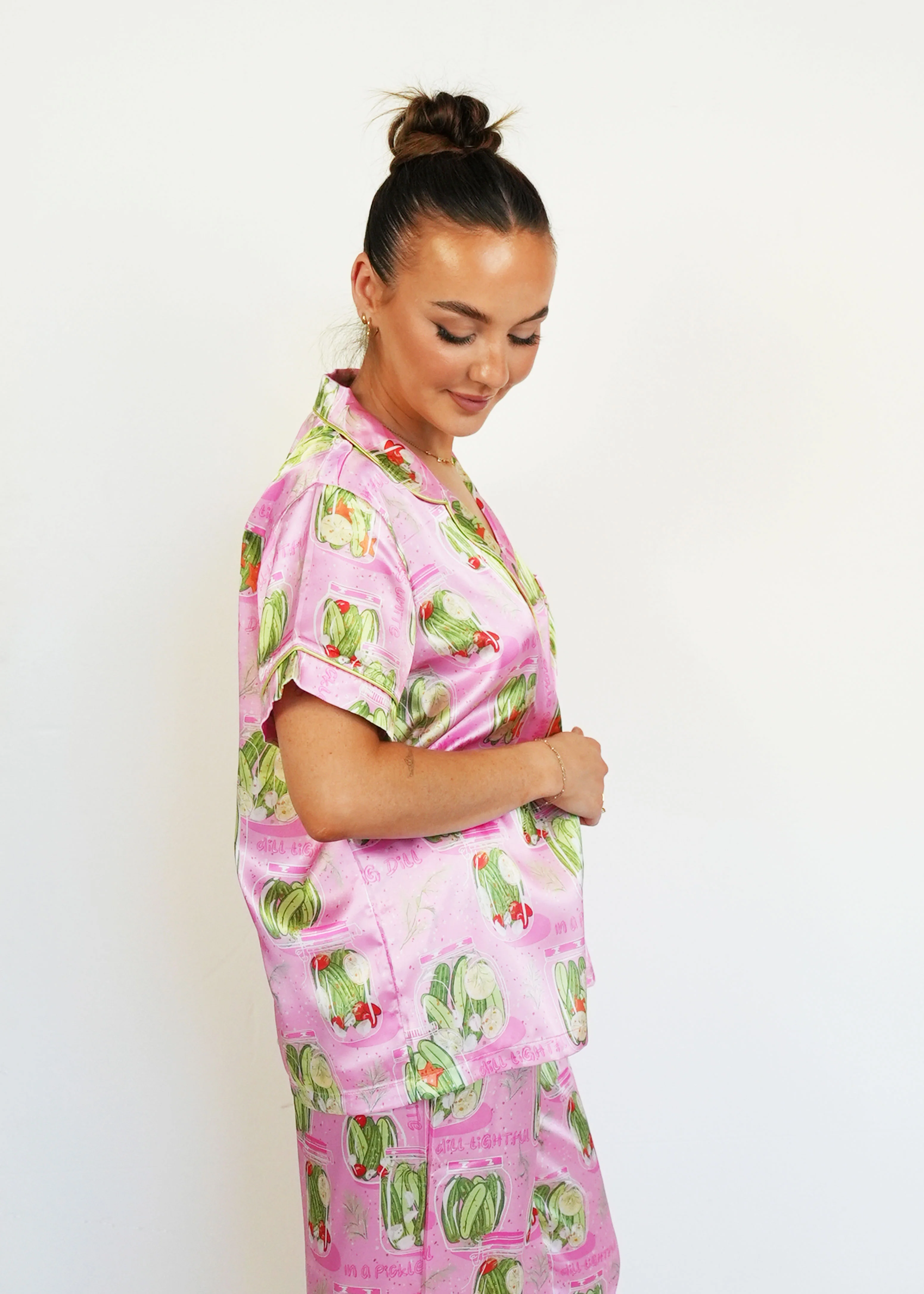 Pickles Satin Short Top / Long Pants Pajama Set - Image 3