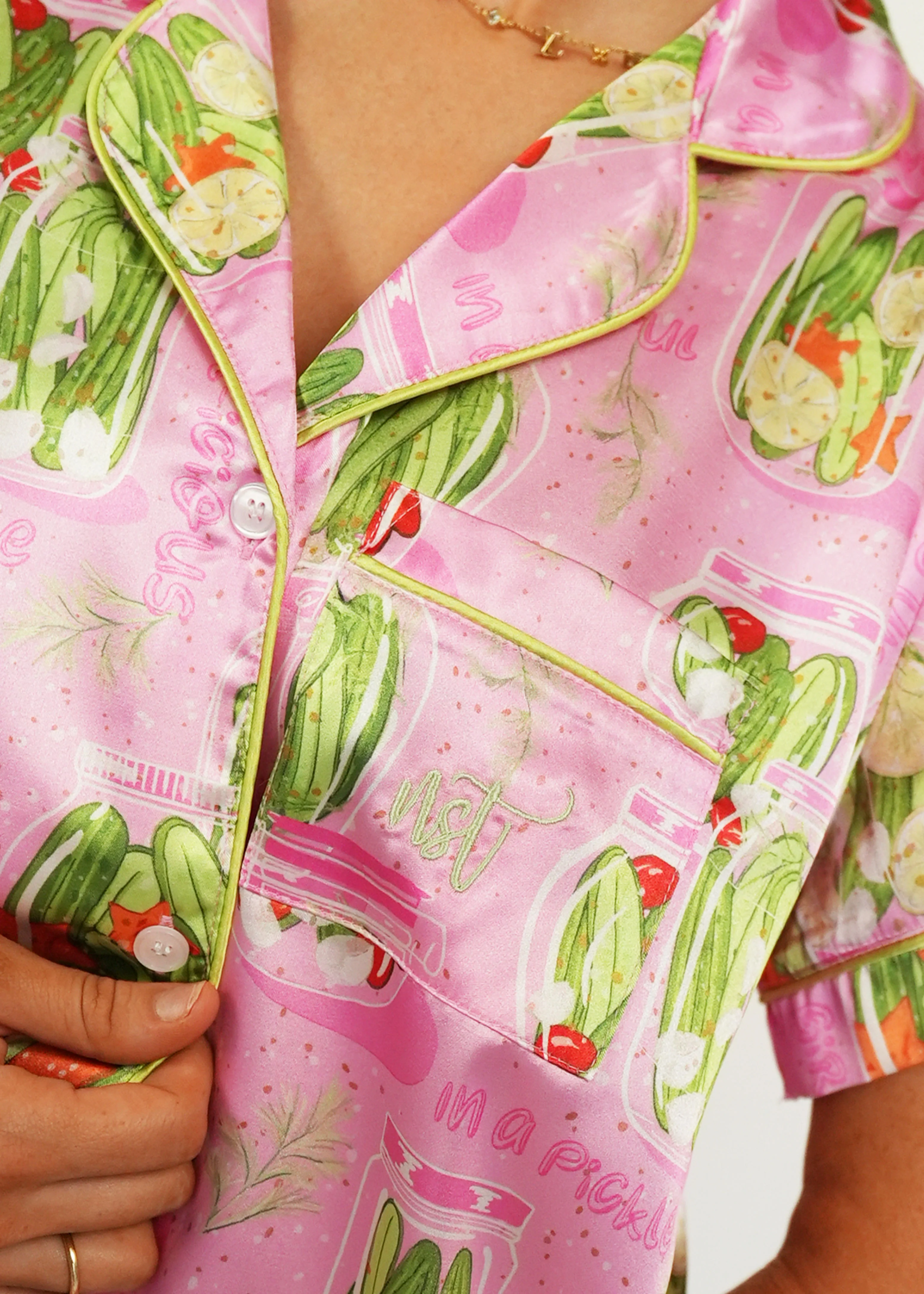 Pickles Satin Short Top / Long Pants Pajama Set - Image 6