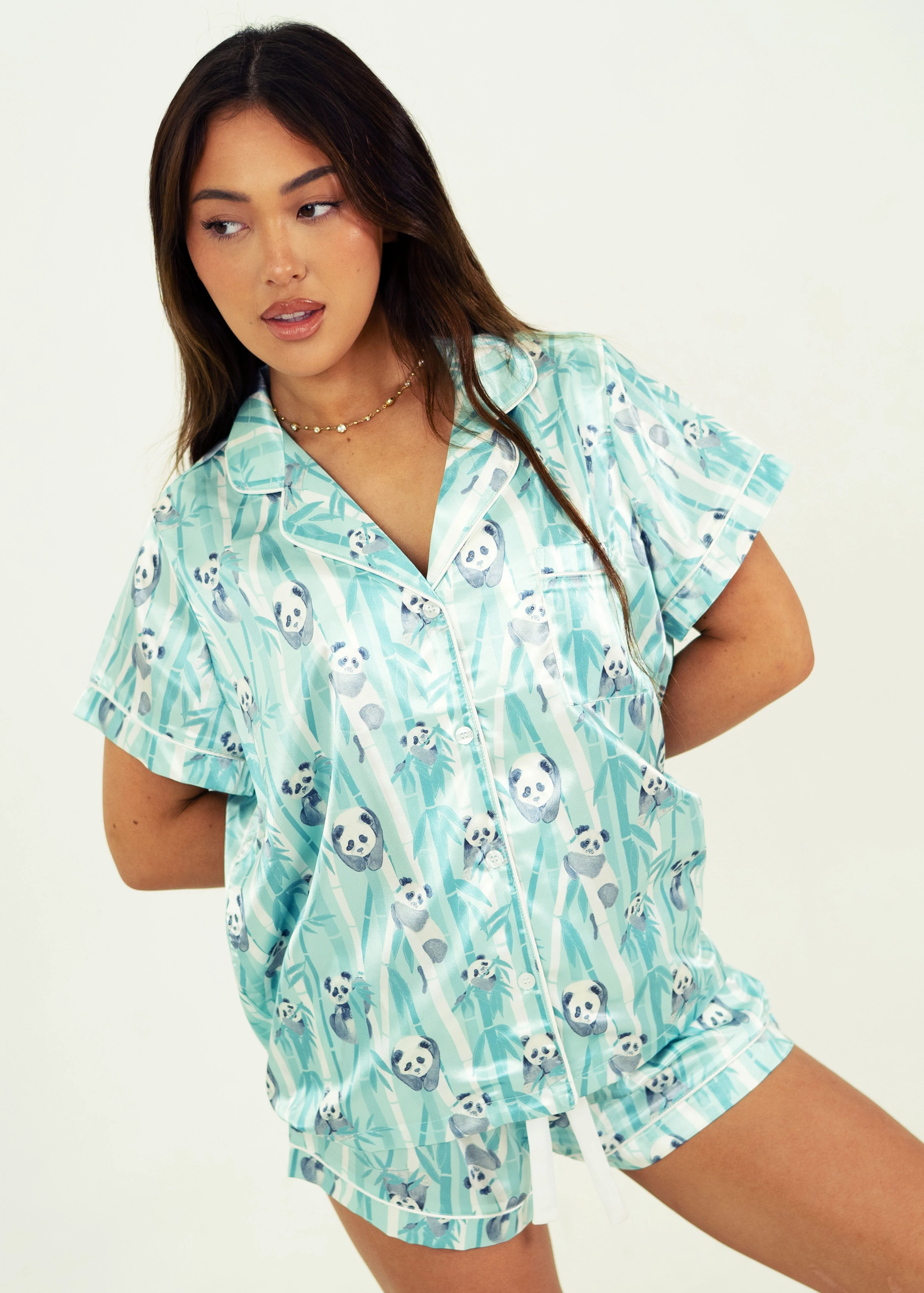 Playful Pandas Short Satin PJ Set