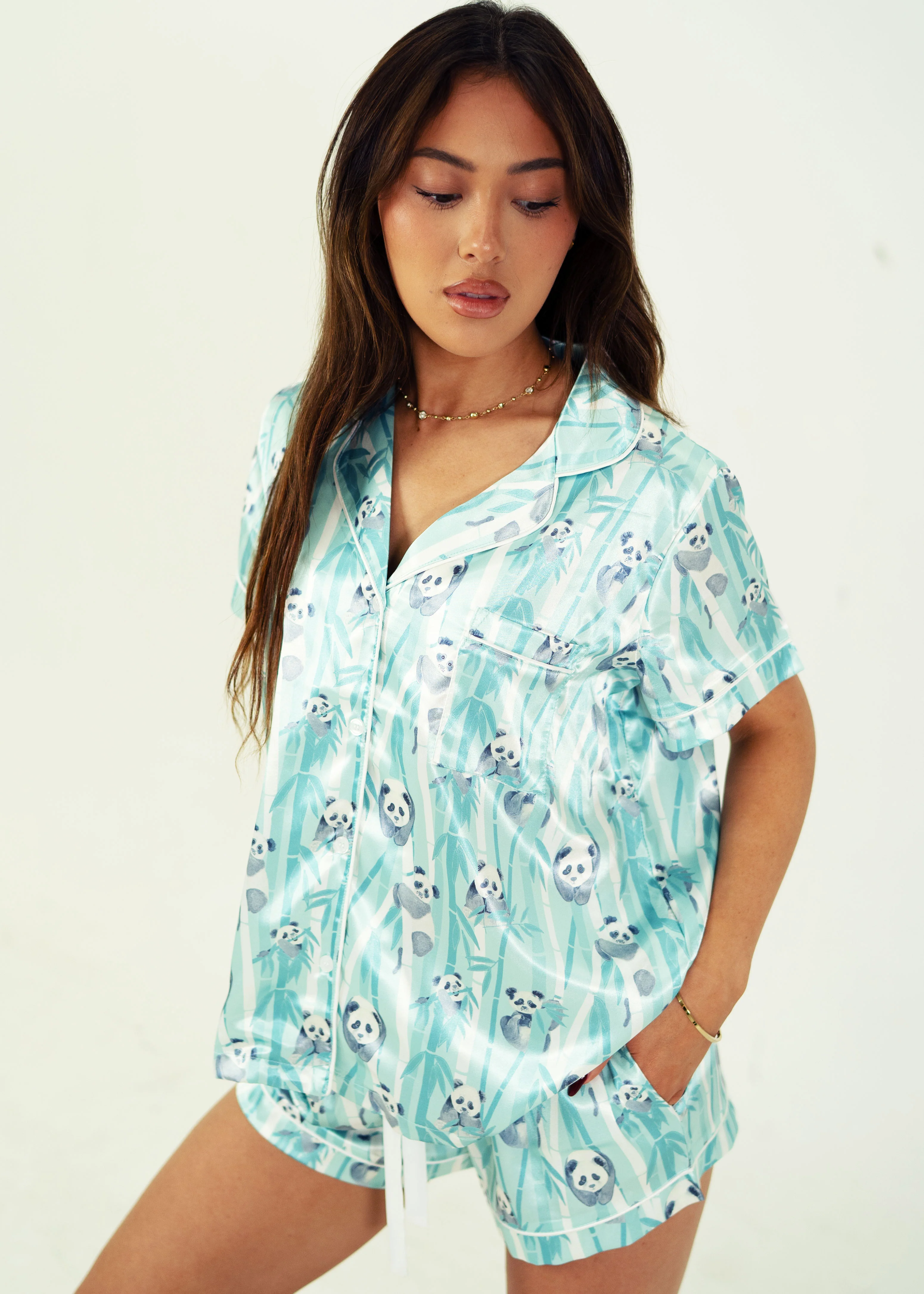 Playful Pandas Short Satin PJ Set - Image 3