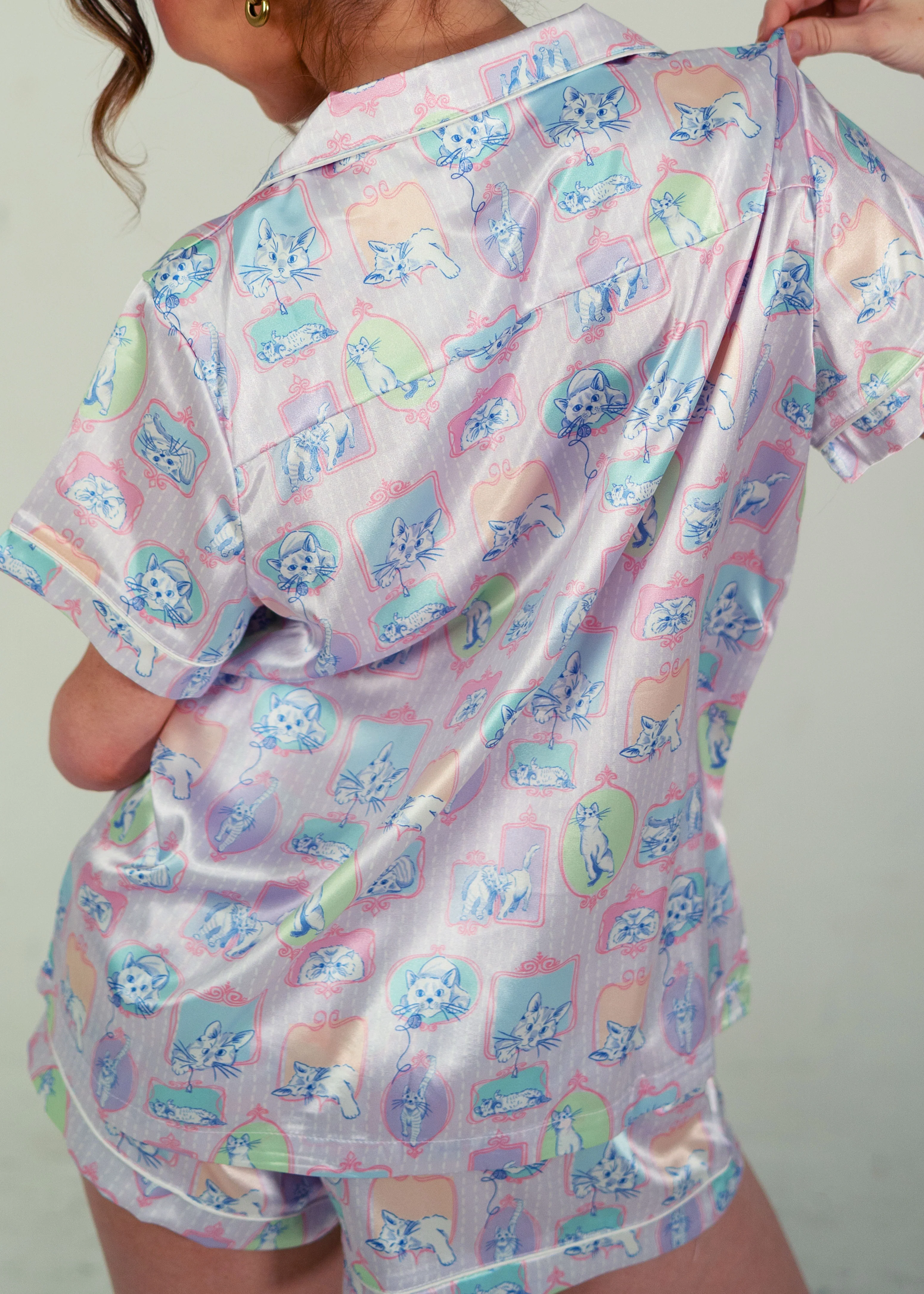 Purrfect Dreams Short Satin PJ Set - Image 5