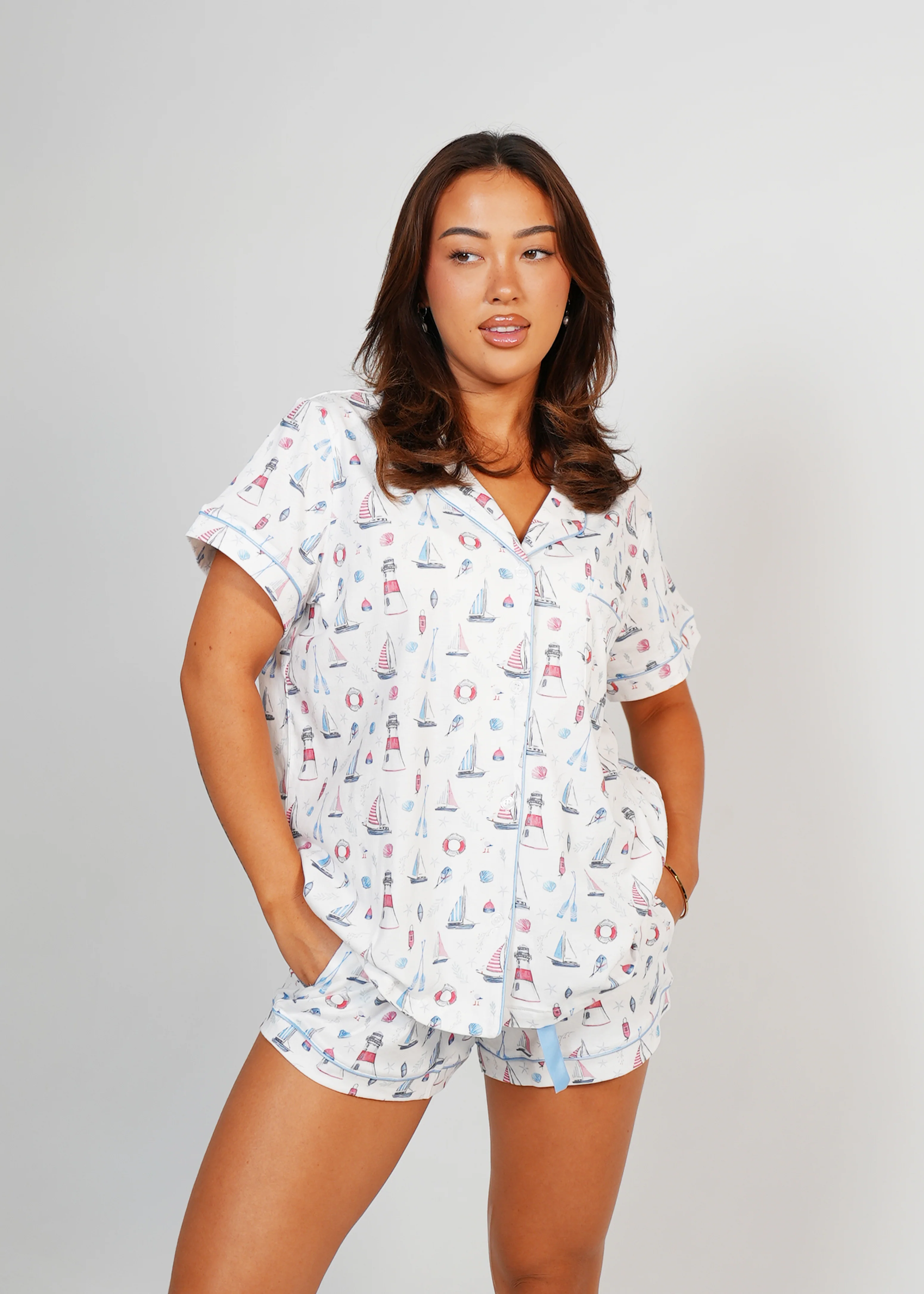 Sail Away Jersey Knit Cotton Short PJ Set - Image 3