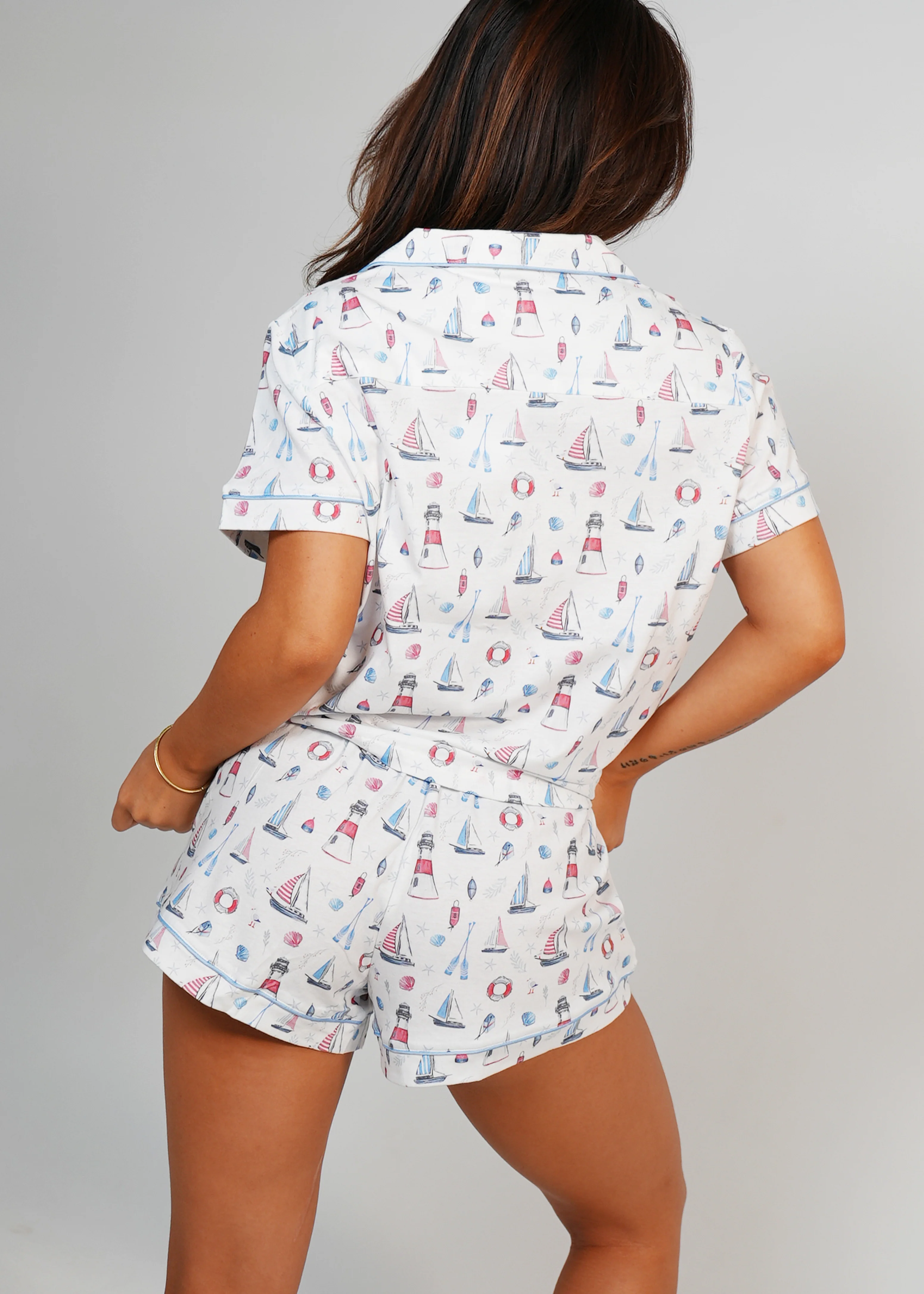 Sail Away Jersey Knit Cotton Short PJ Set - Image 6