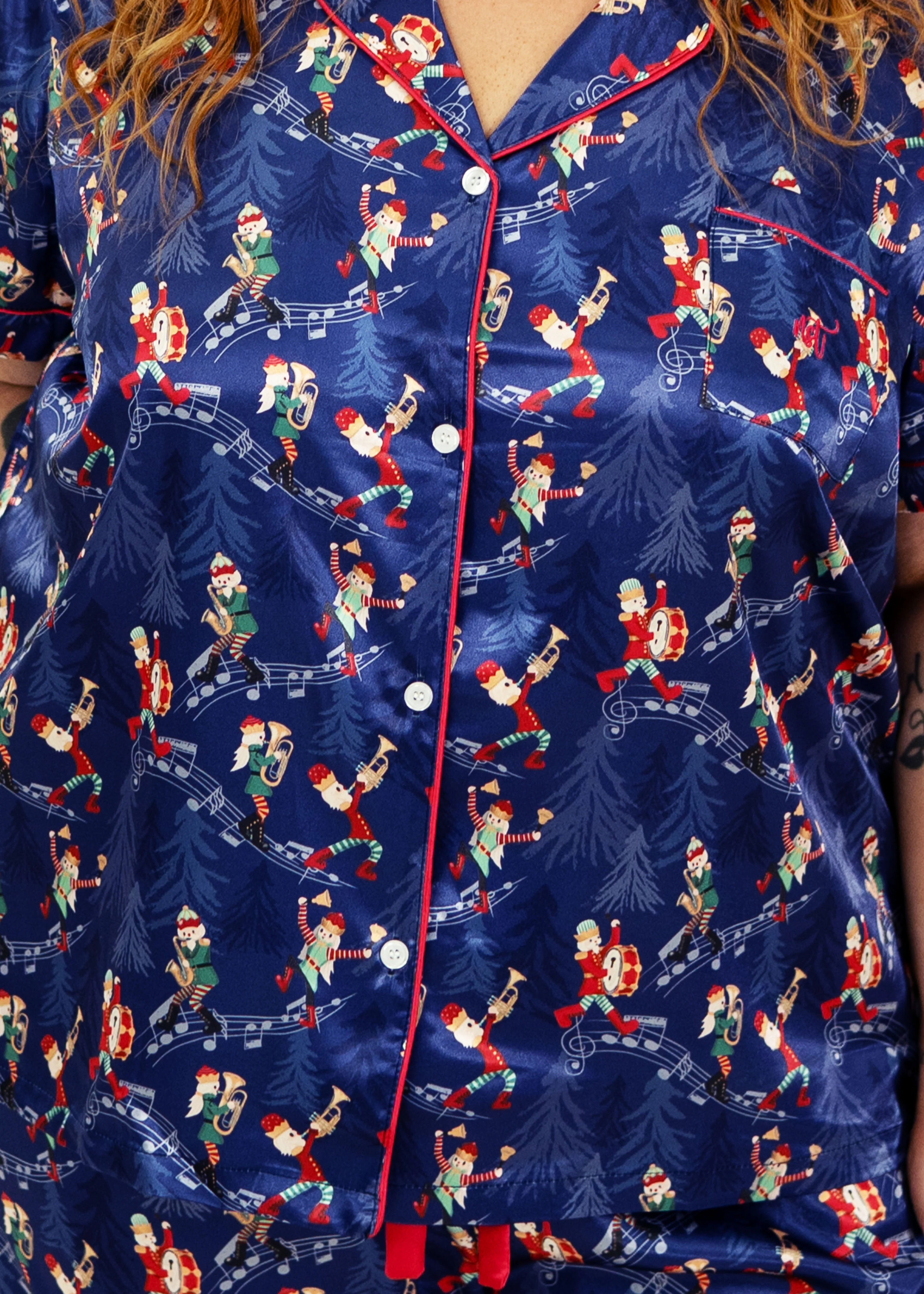 Santa's Workshop Short Satin PJ Set - Image 4