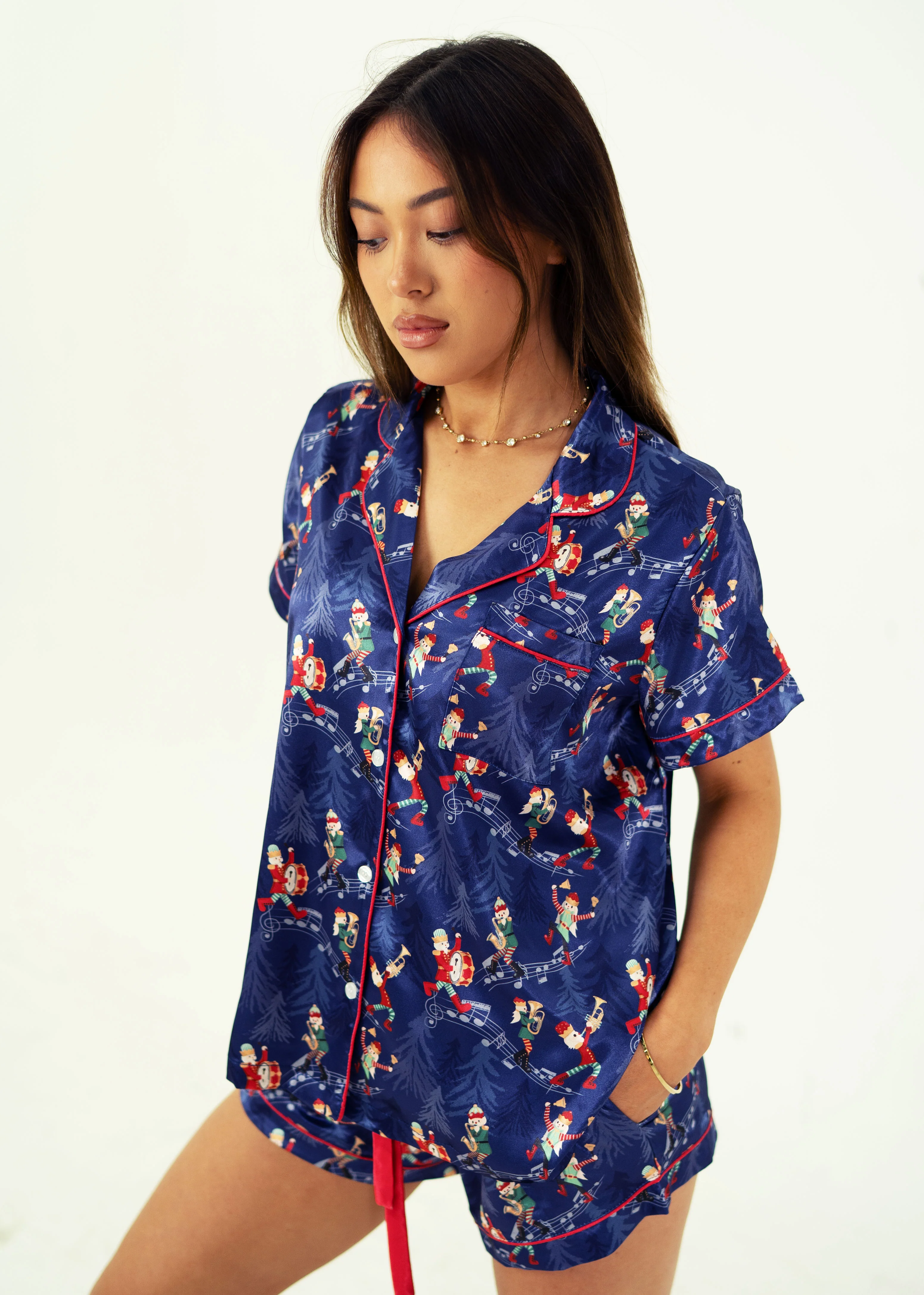Santa's Workshop Short Satin PJ Set - Image 6