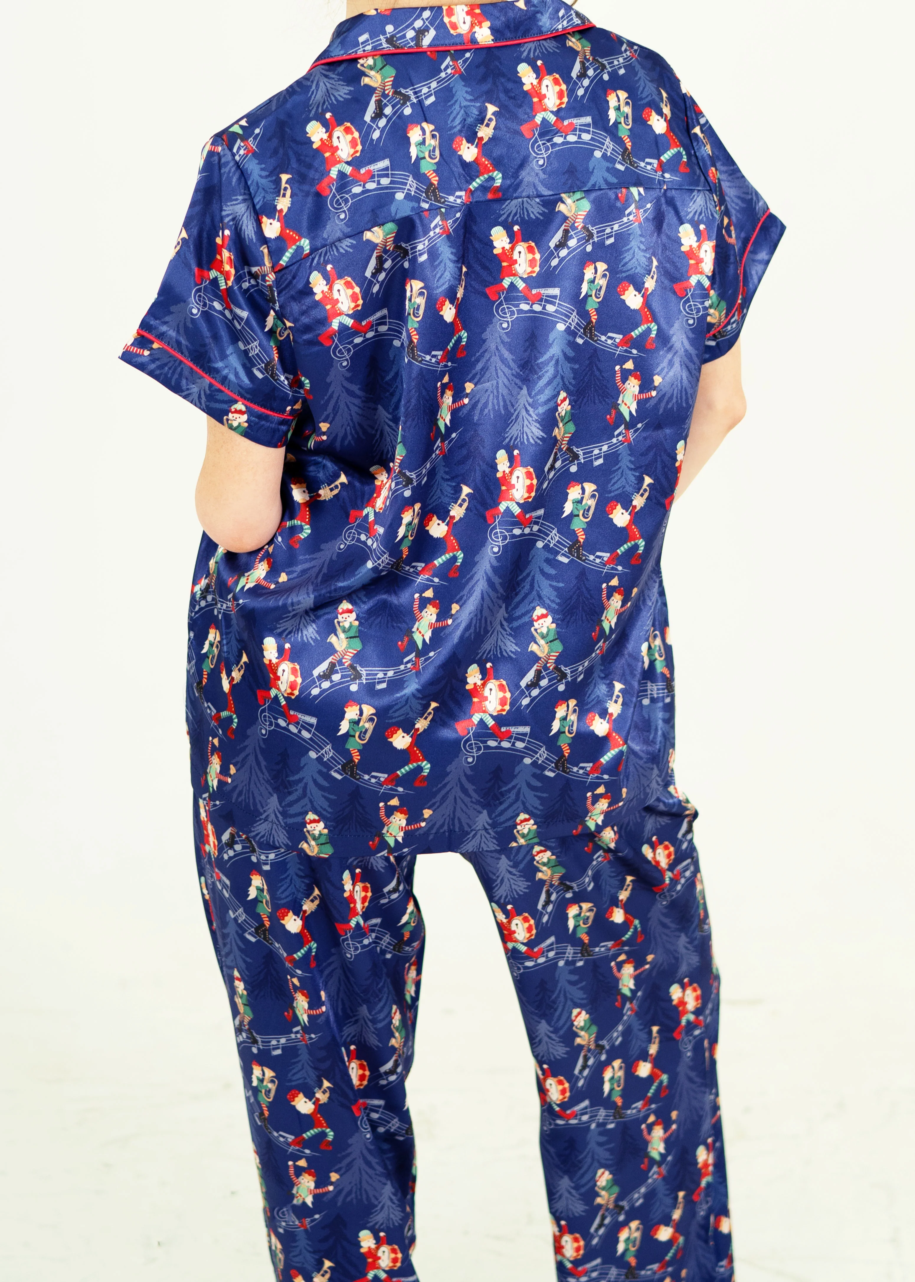 Santa's Workshop Short Top/ Long Pants Satin PJ Set - Image 6