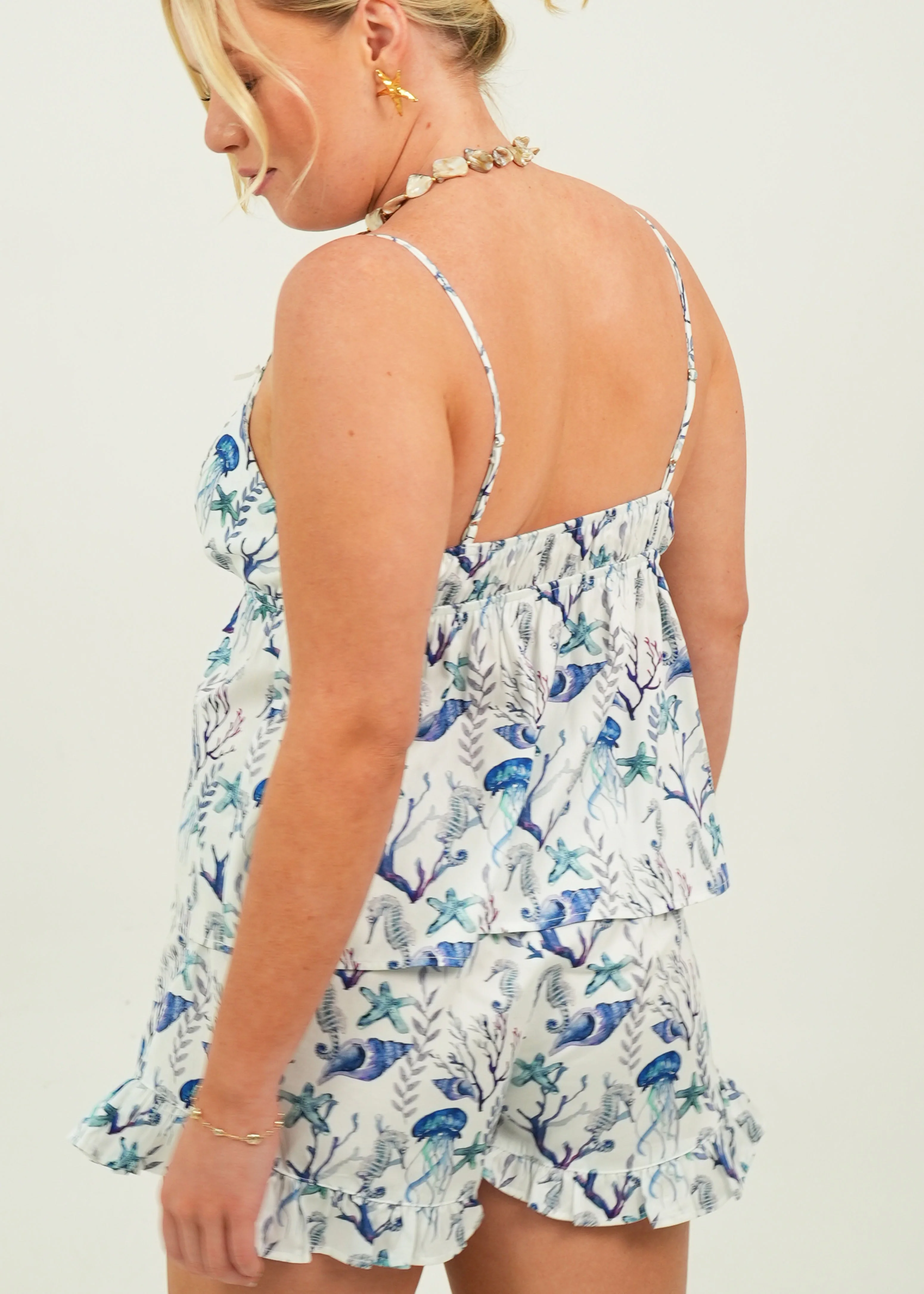 Sea Life Cotton Camisole Short Pajama Set - Image 3