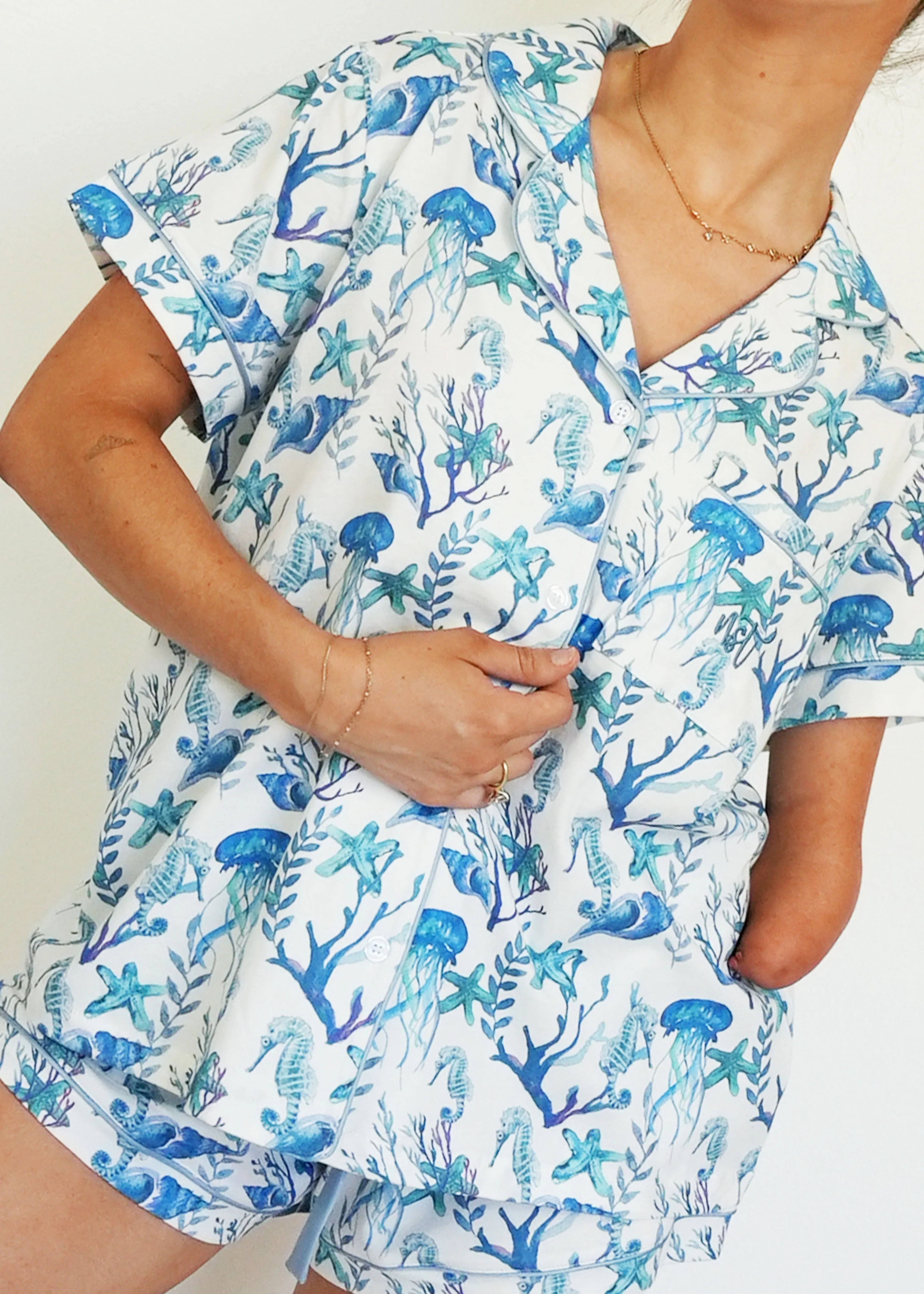 Sea life Jersey Knit Cotton Short PJ Set - Image 3