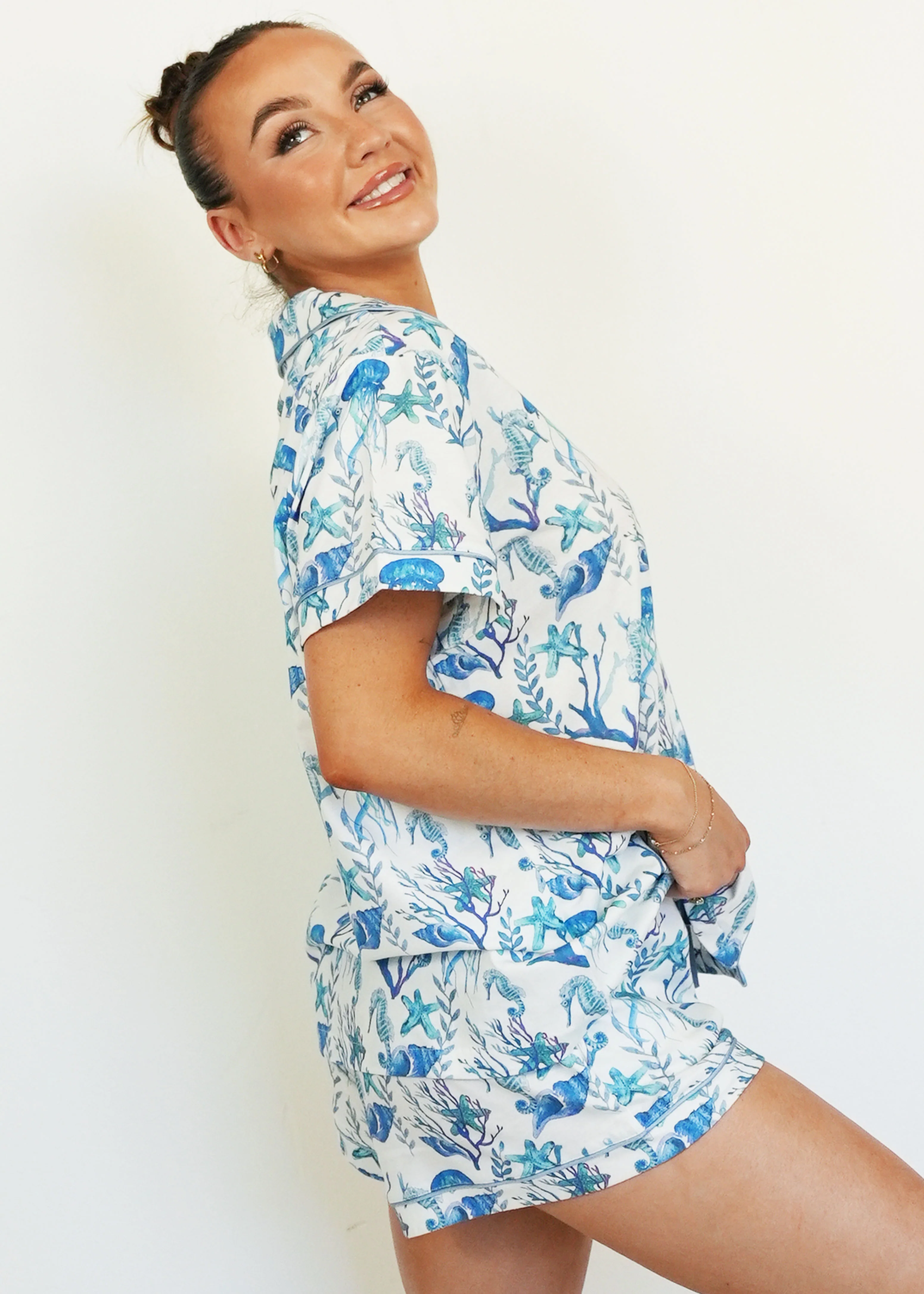 Sea life Jersey Knit Cotton Short PJ Set - Image 4