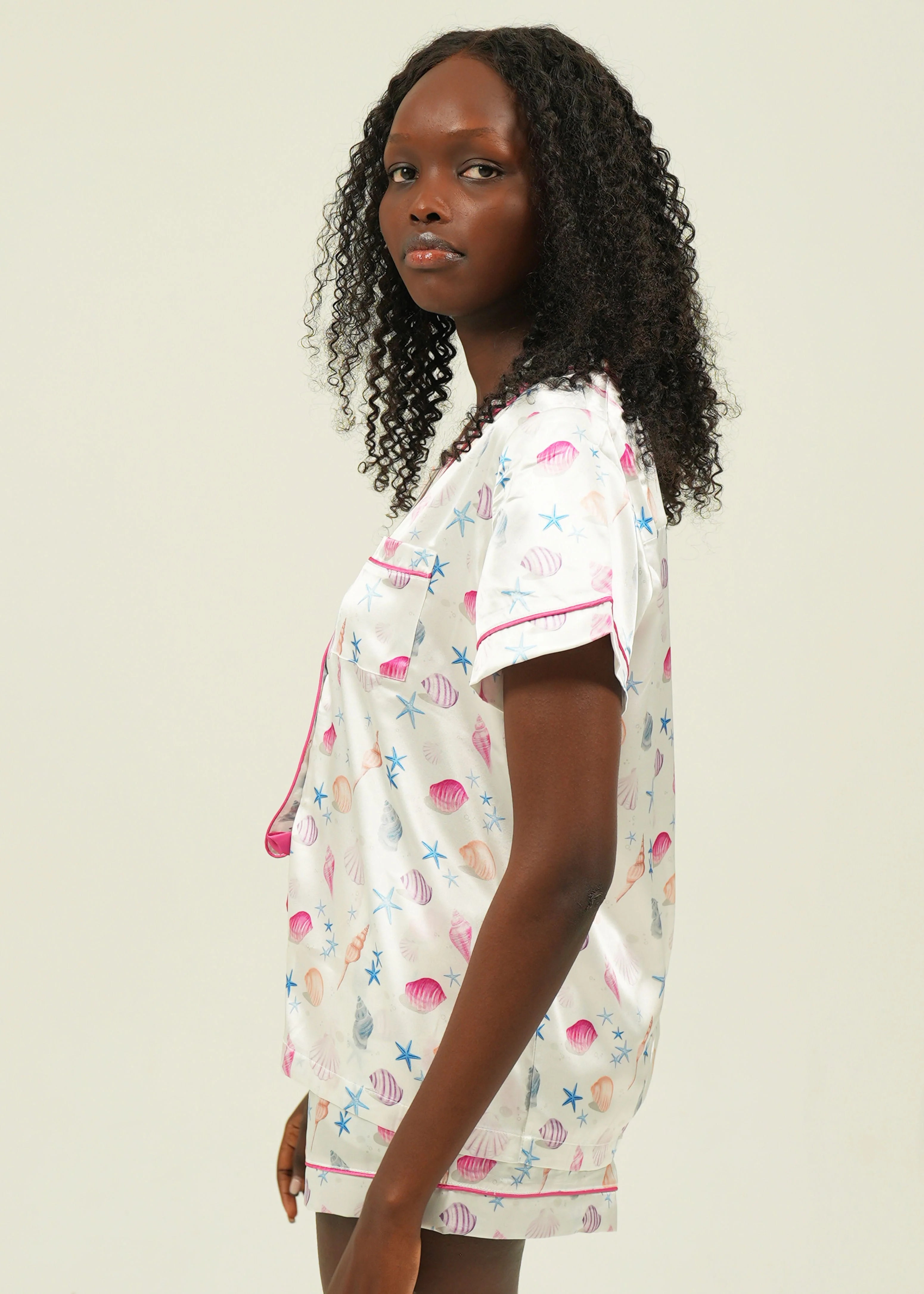 Seashells Short Satin Pajama Set - Image 3