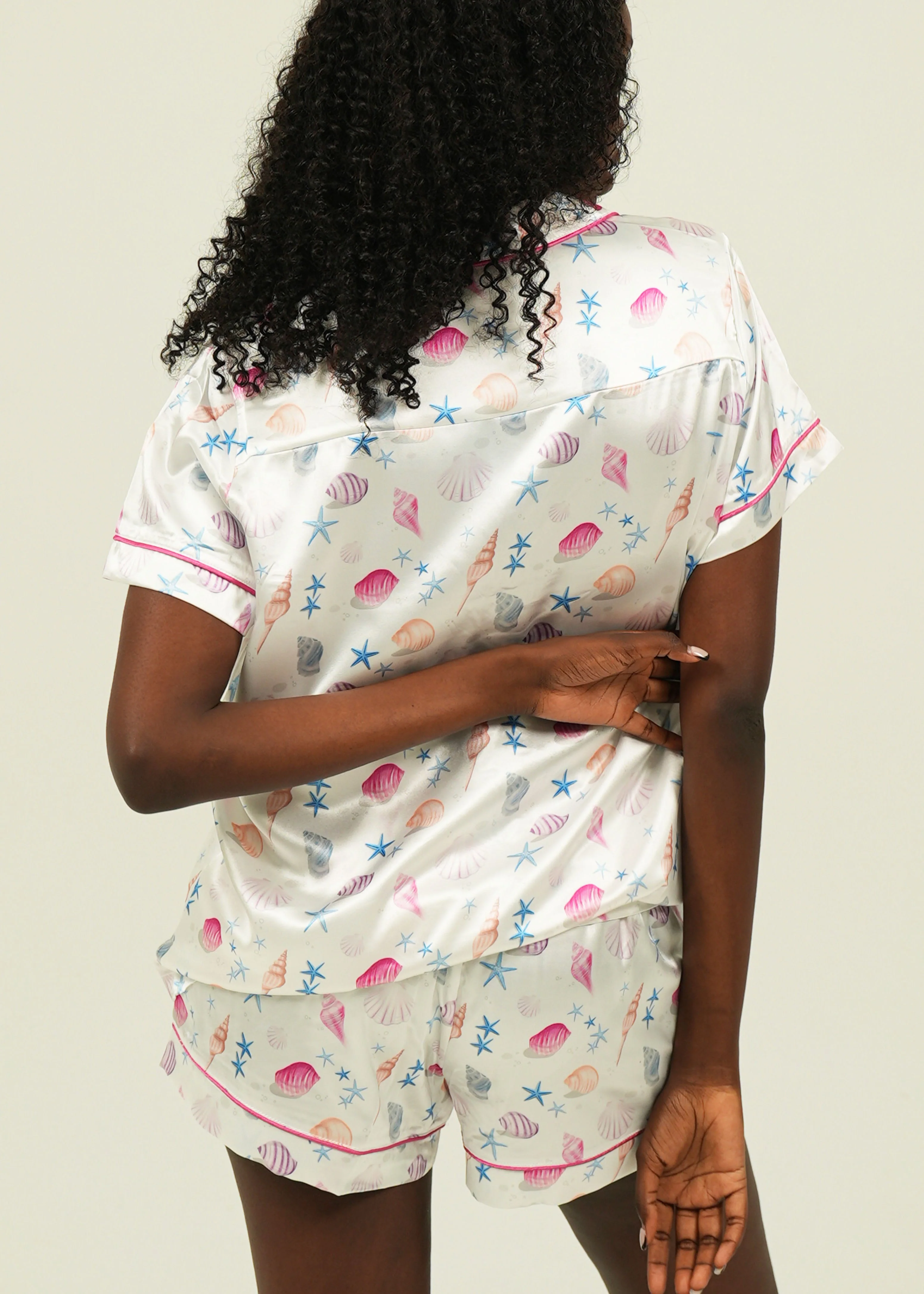 Seashells Short Satin Pajama Set - Image 5