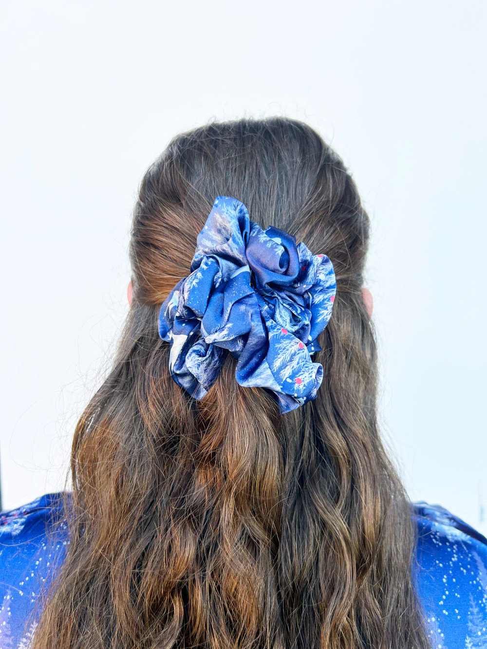 Snowy Night Christmas Satin Scrunchie - Image 2