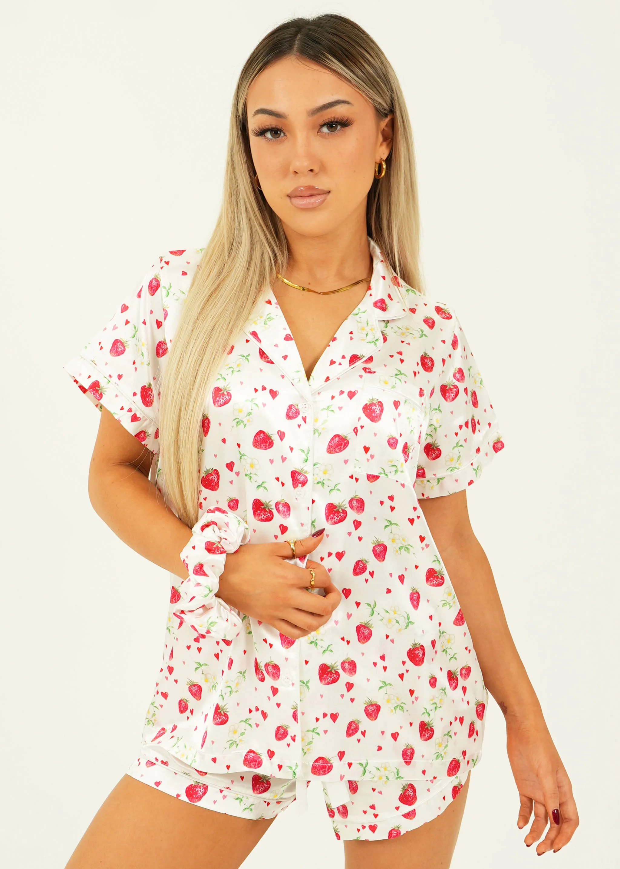 Strawberries Satin Short Pajama Set - Image 3