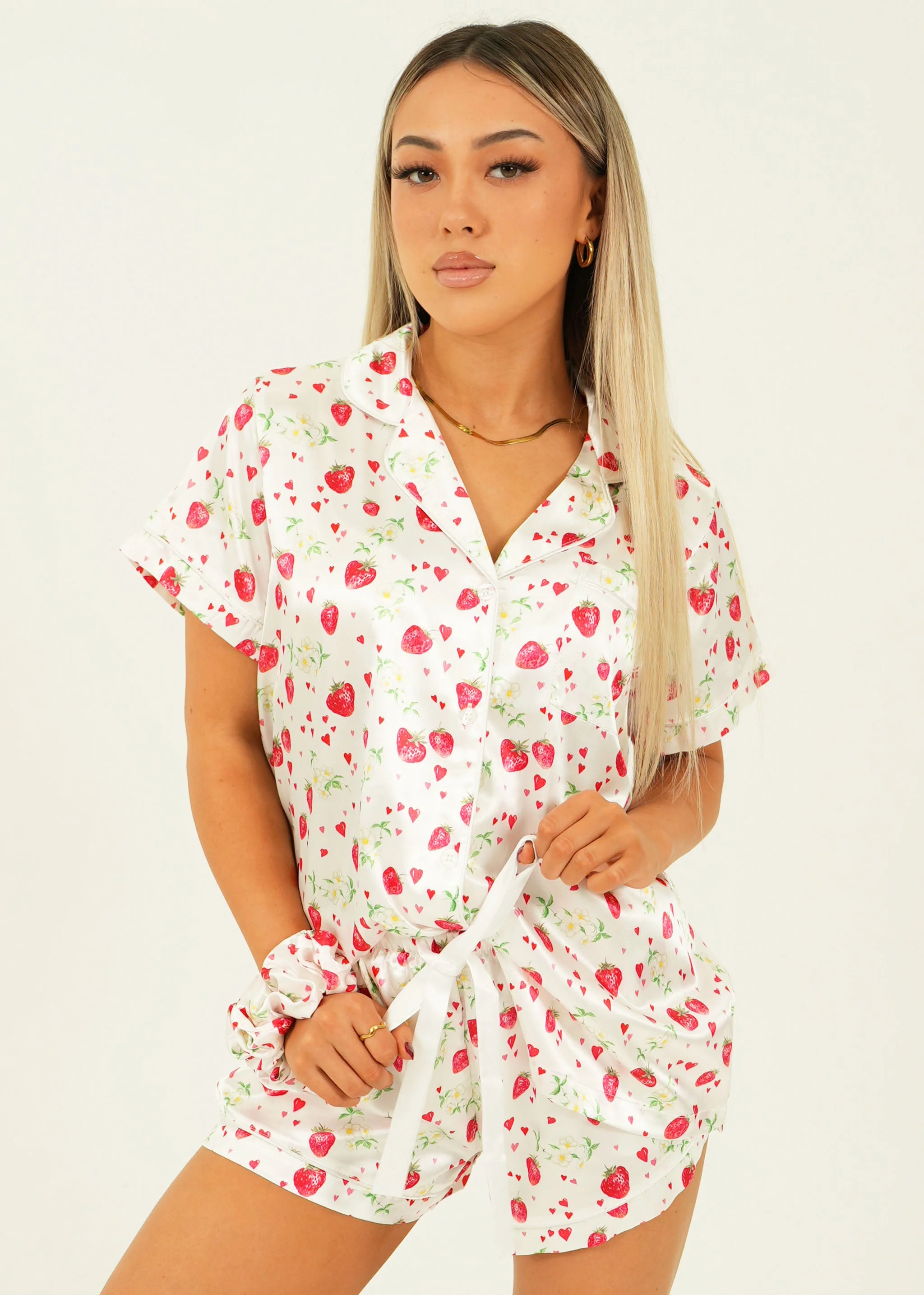 Strawberries Satin Short Pajama Set - Image 5
