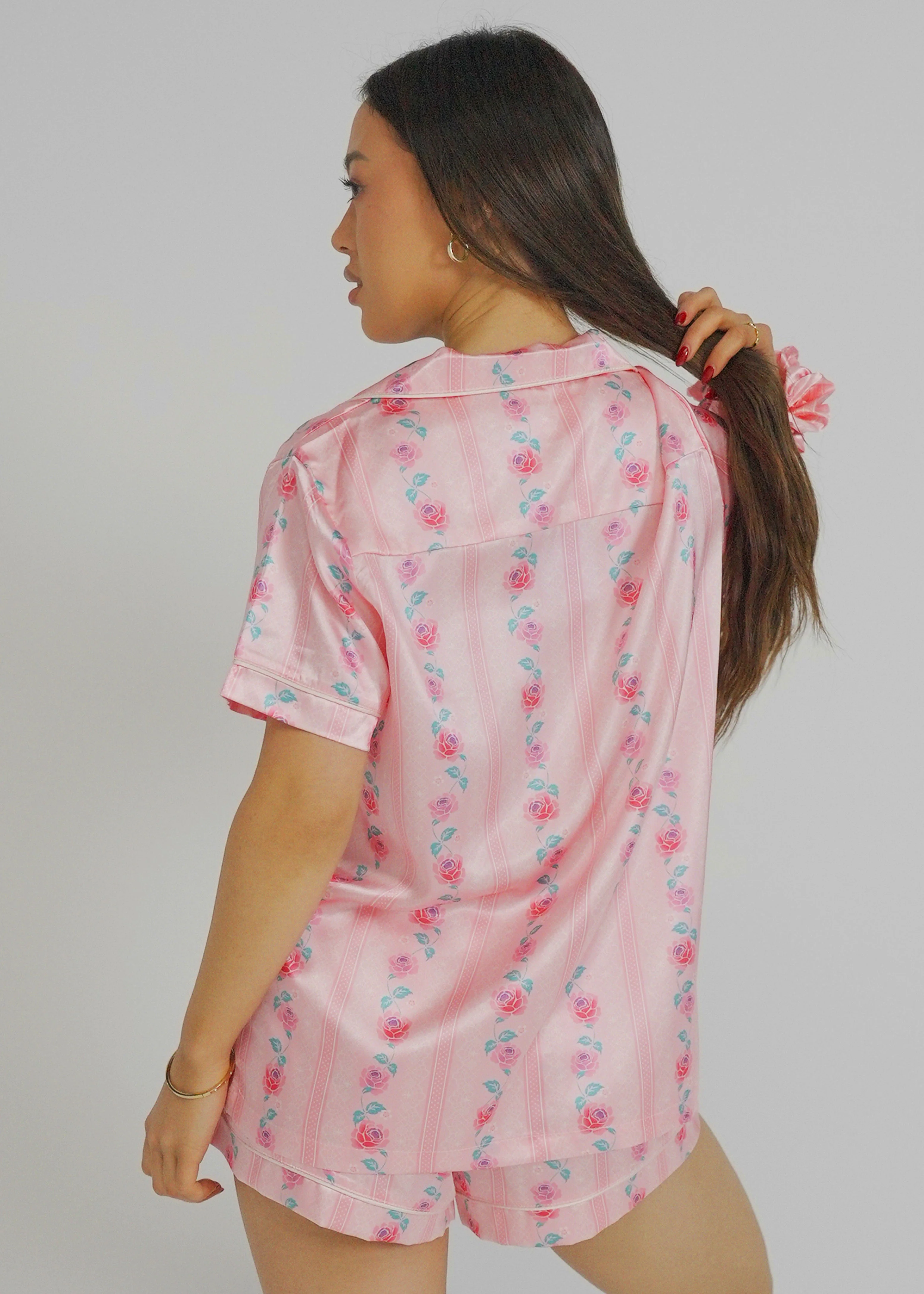 Sugar Blossom Short Satin PJ Set - Image 4