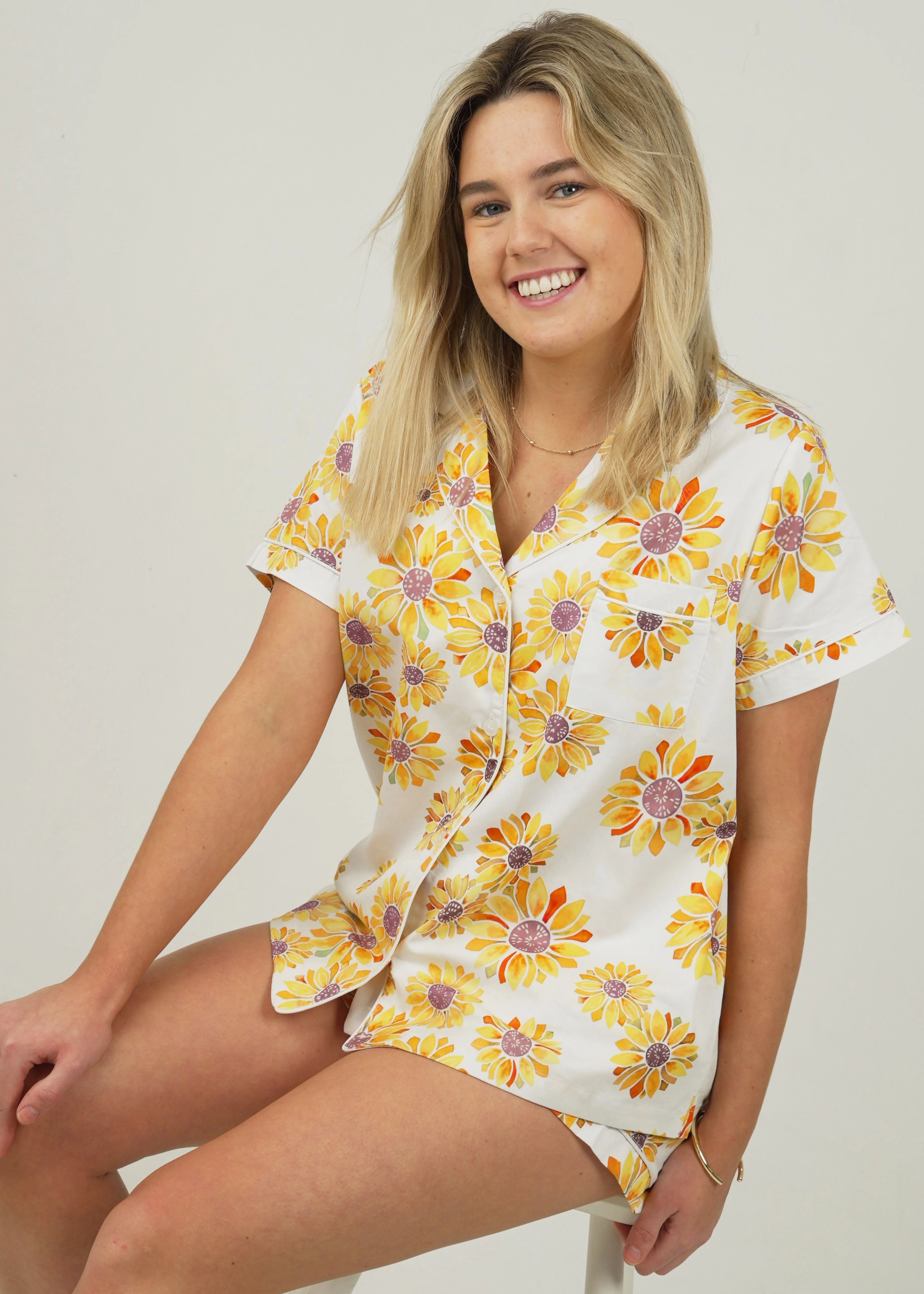 Sunflower Cotton Short Pajama Set - Image 4