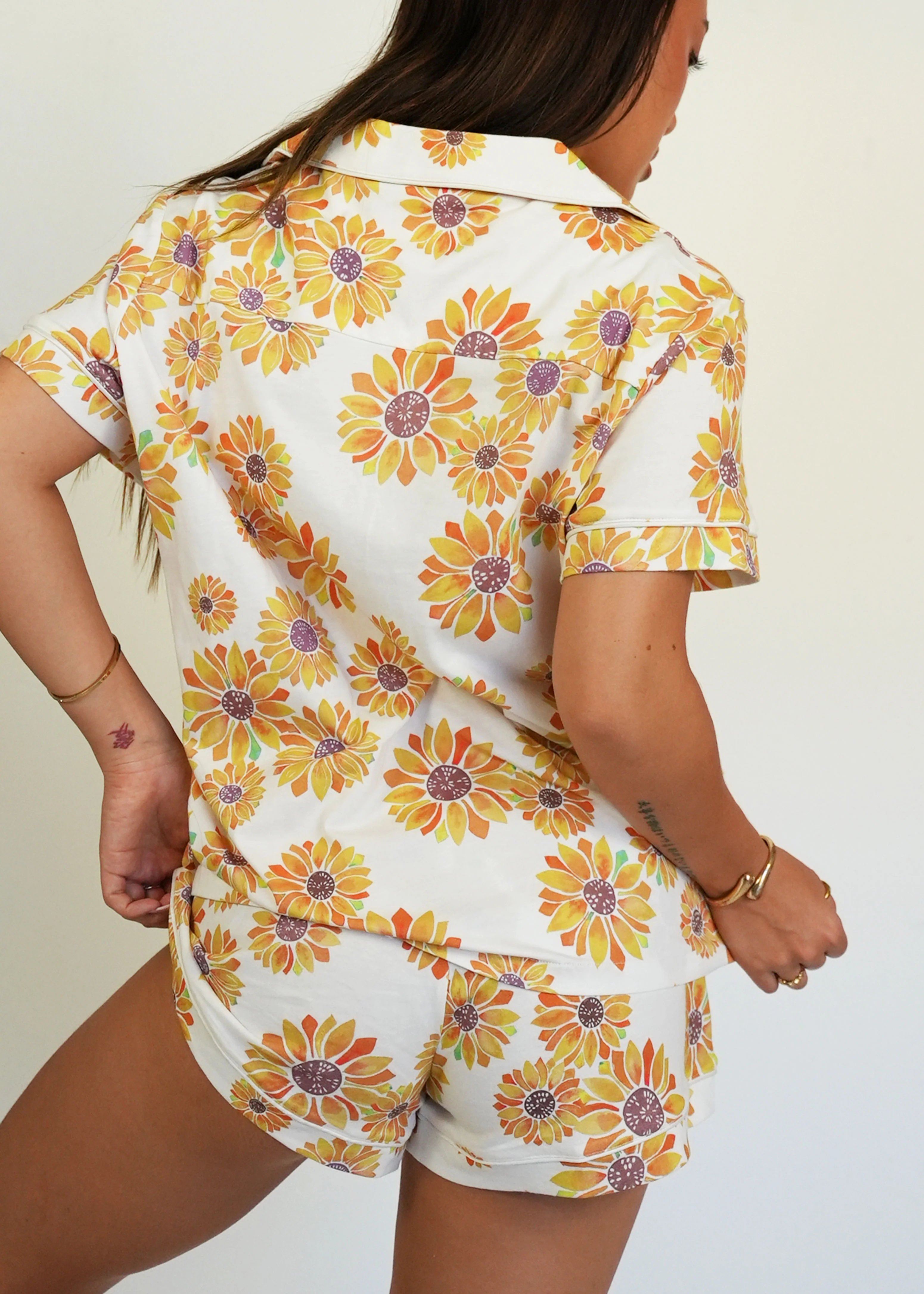 Sunflower Jersey Knit Cotton Short PJ Set - Image 4