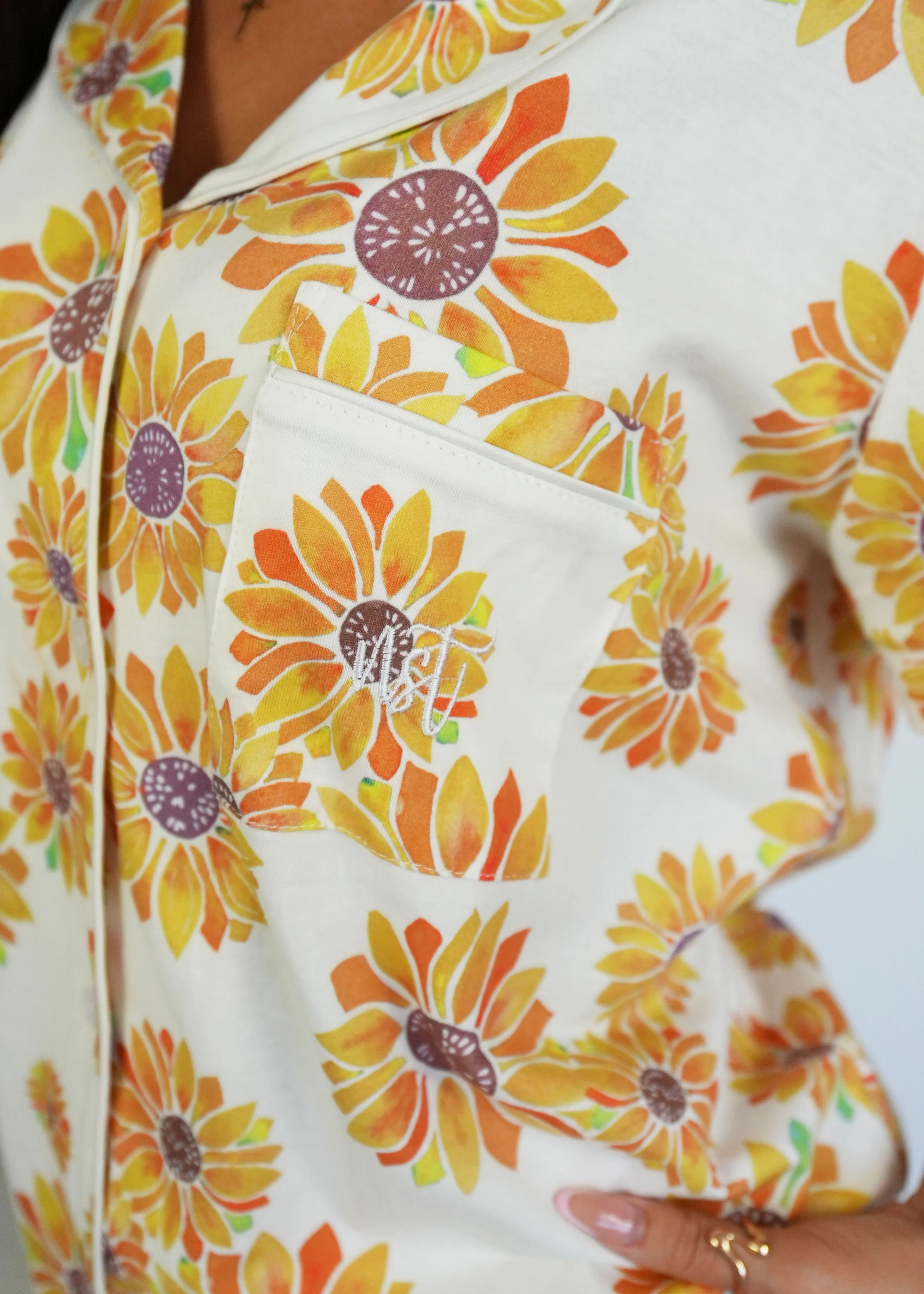 Sunflower Jersey Knit Cotton Short PJ Set - Image 5