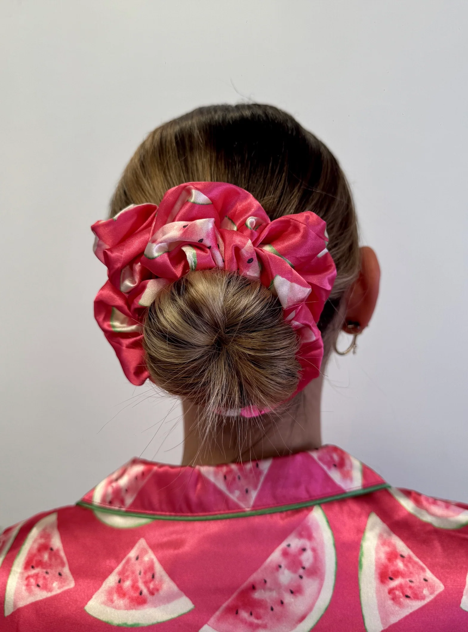 Watermelon Fruit Satin Scrunchie