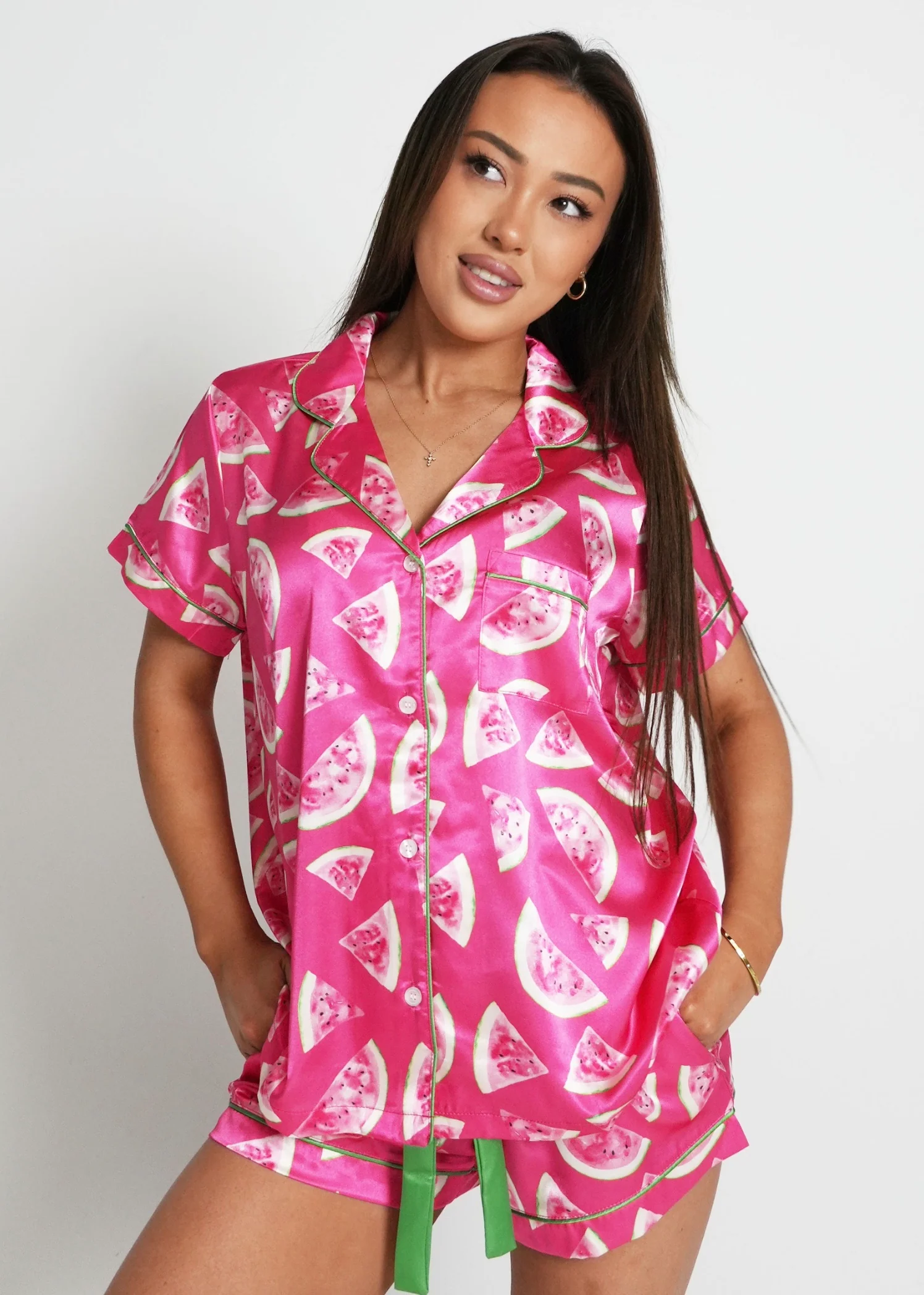 Watermelon Fruit Satin Short Pajama Set