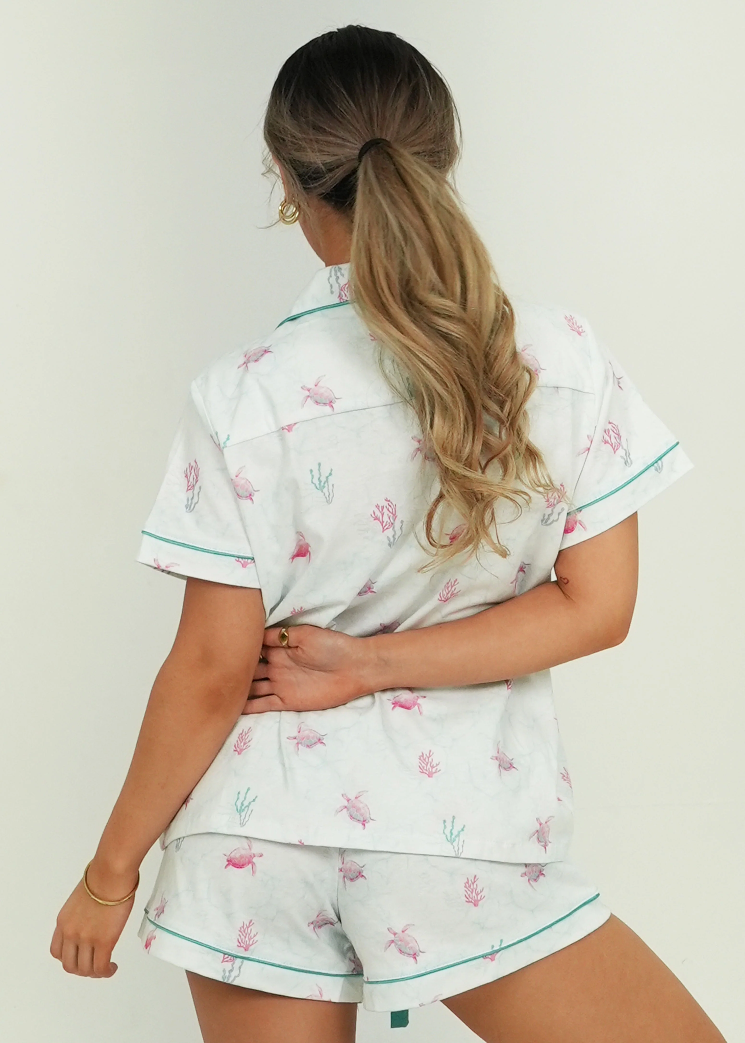 White Turtles Jersey Knit Cotton Short PJ Set - Image 7