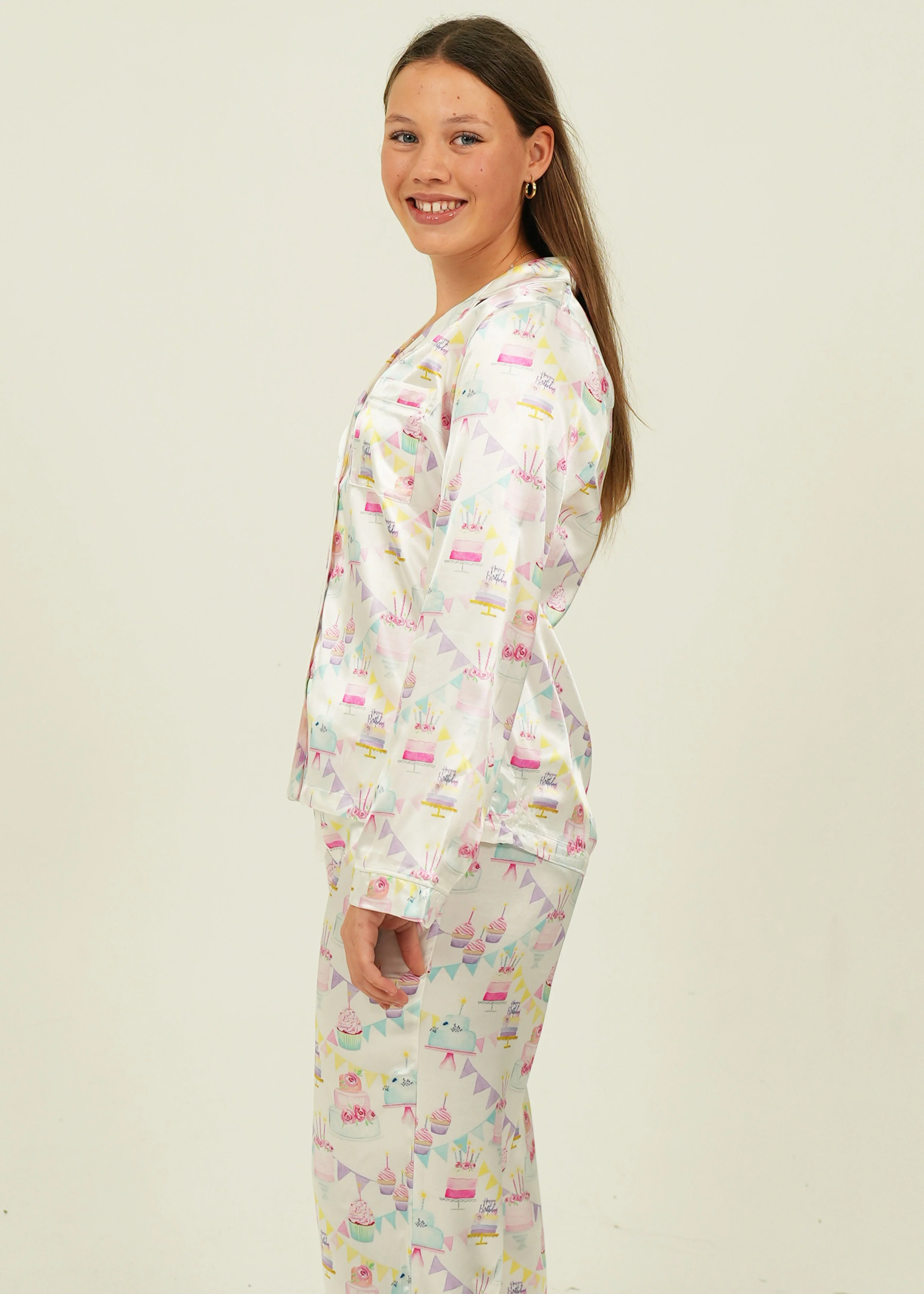 Womens Birthday Satin Long Pajama Set - Image 6