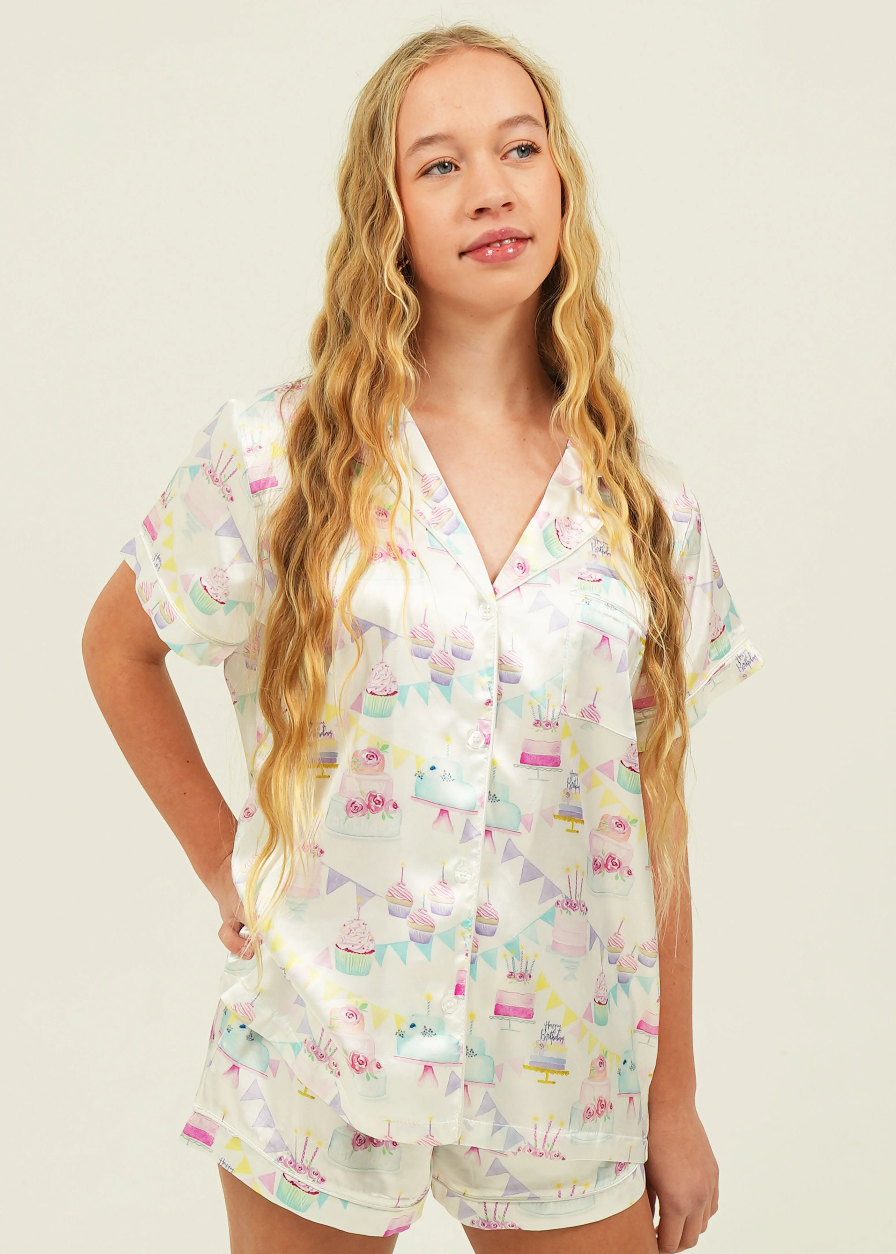 Womens Birthday Satin Short Pajama Set - Image 5