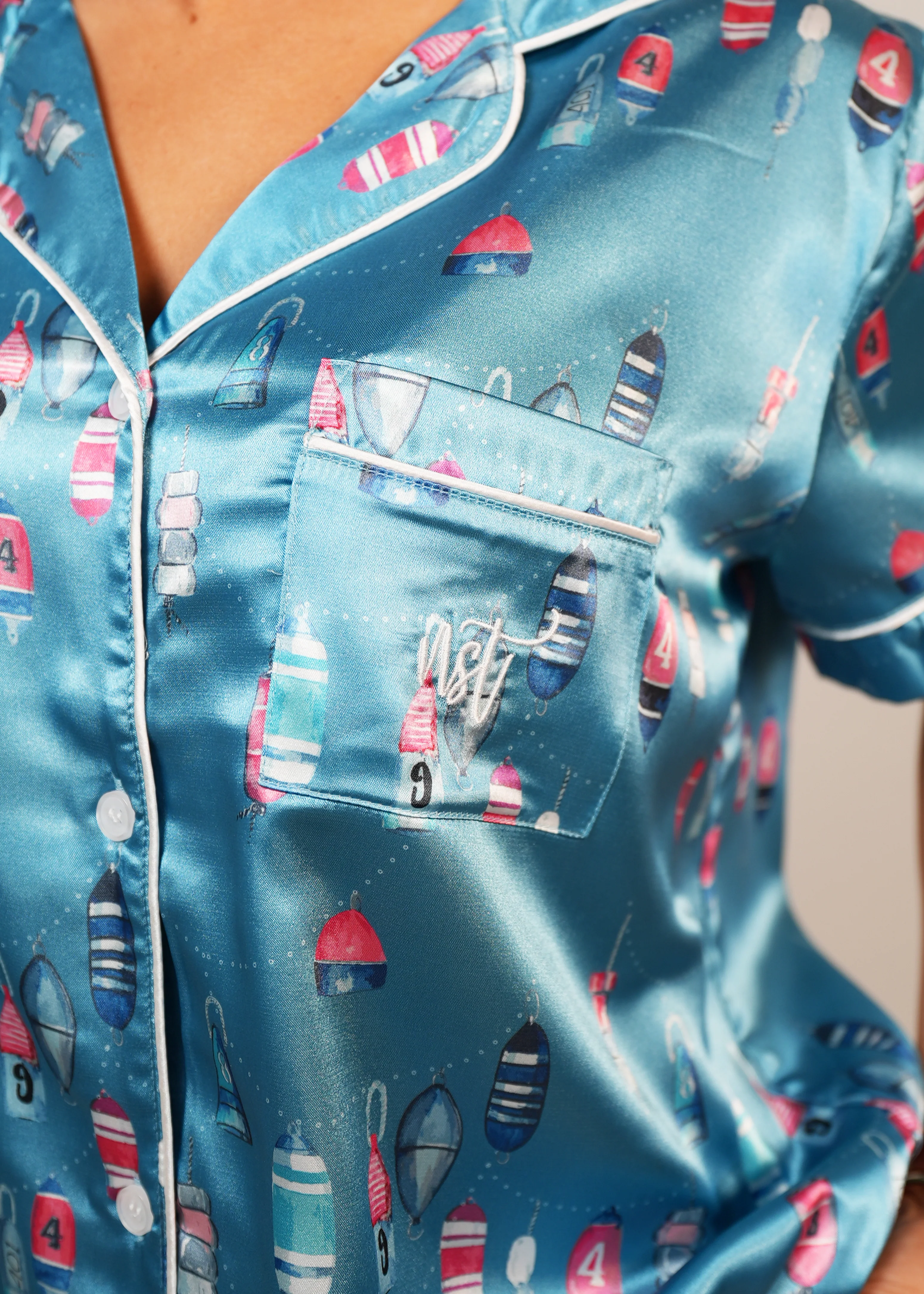 Womens Buoy Oh Buoy  Satin Short PJ Set - Image 2