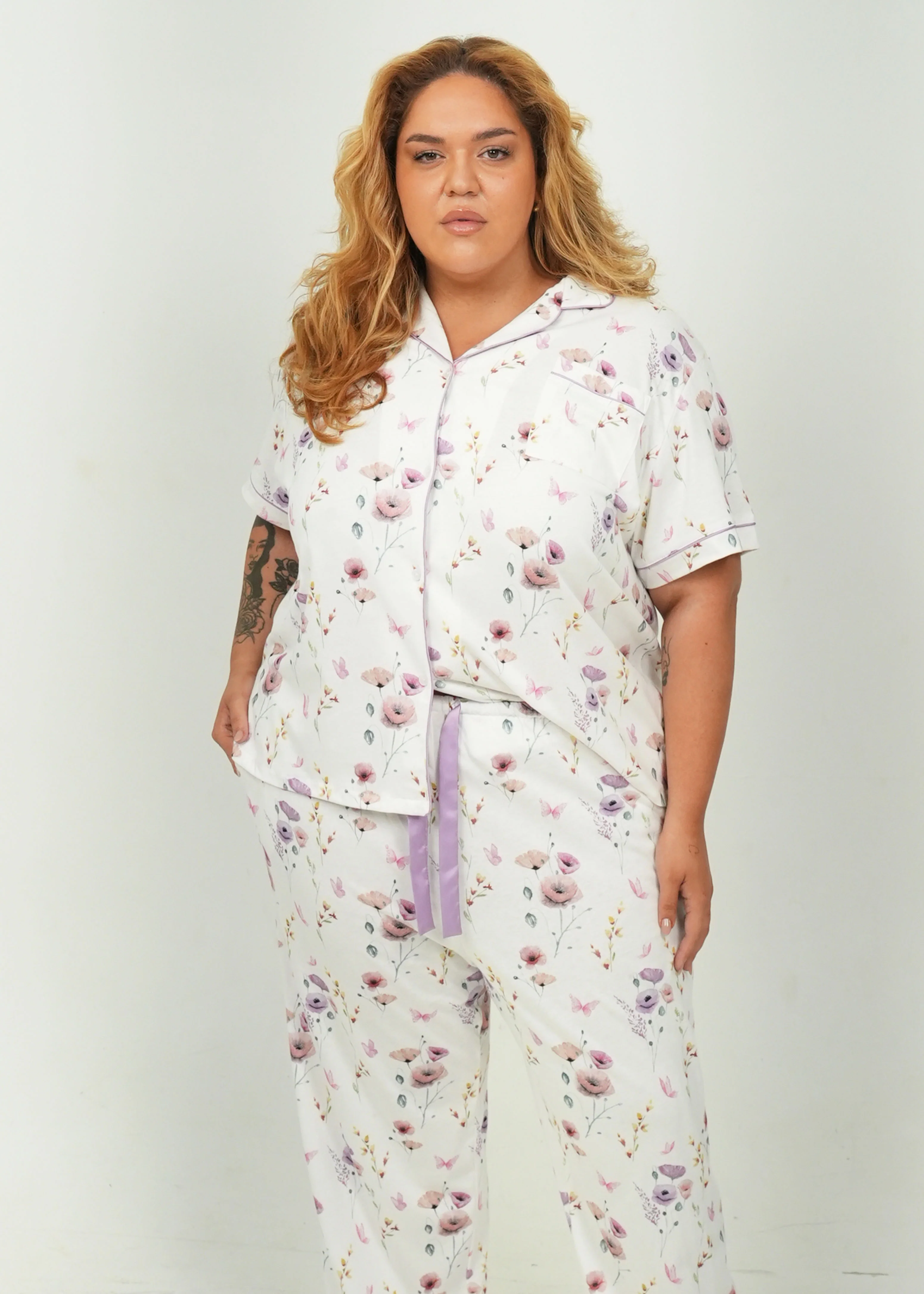 Womens Edge Of The Meadow - Jersey Knit Cotton - Short Top/Long Pants PJ Set - Image 7