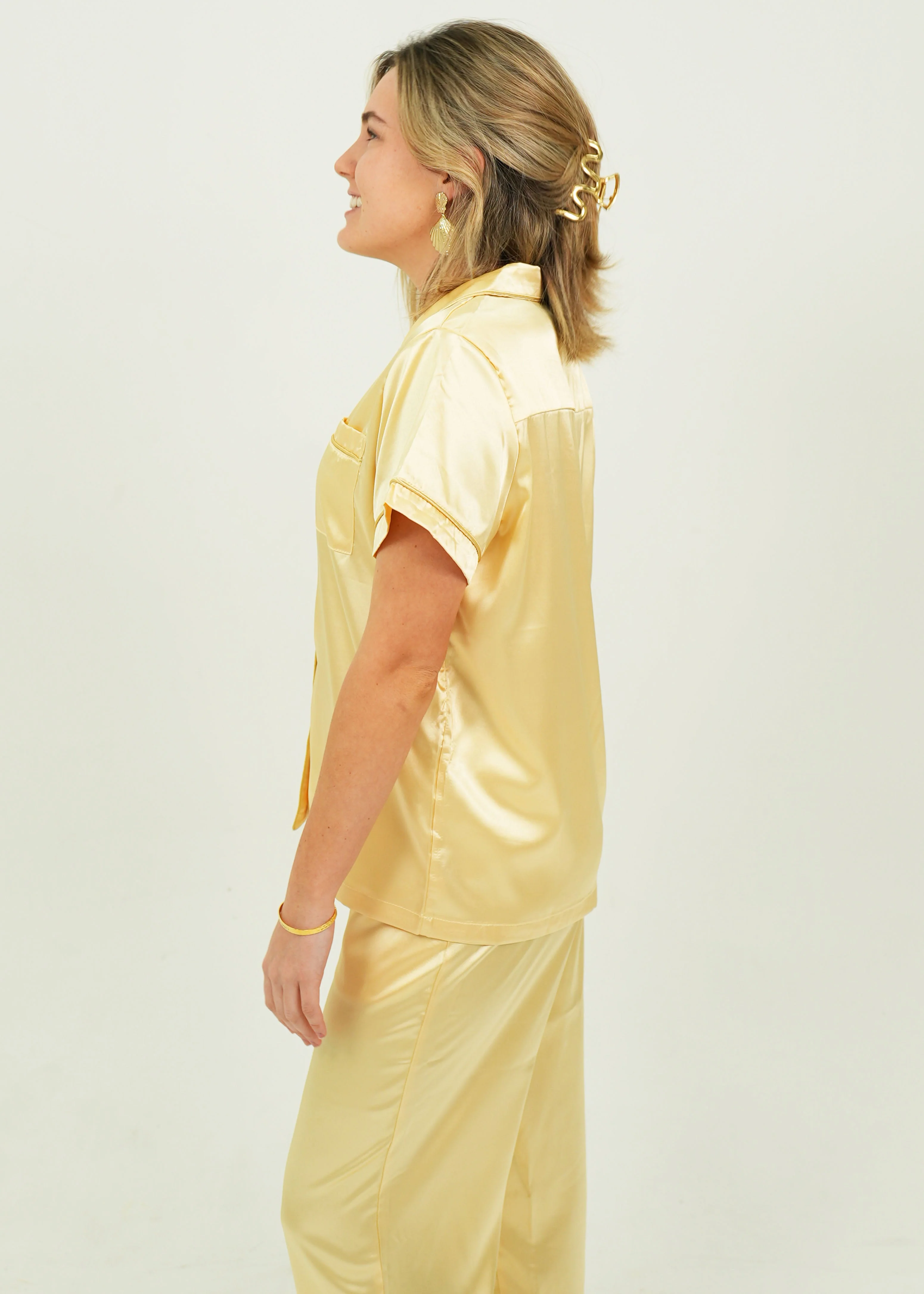 Womens Golden Ticket Satin Long Pajama Set - Image 4