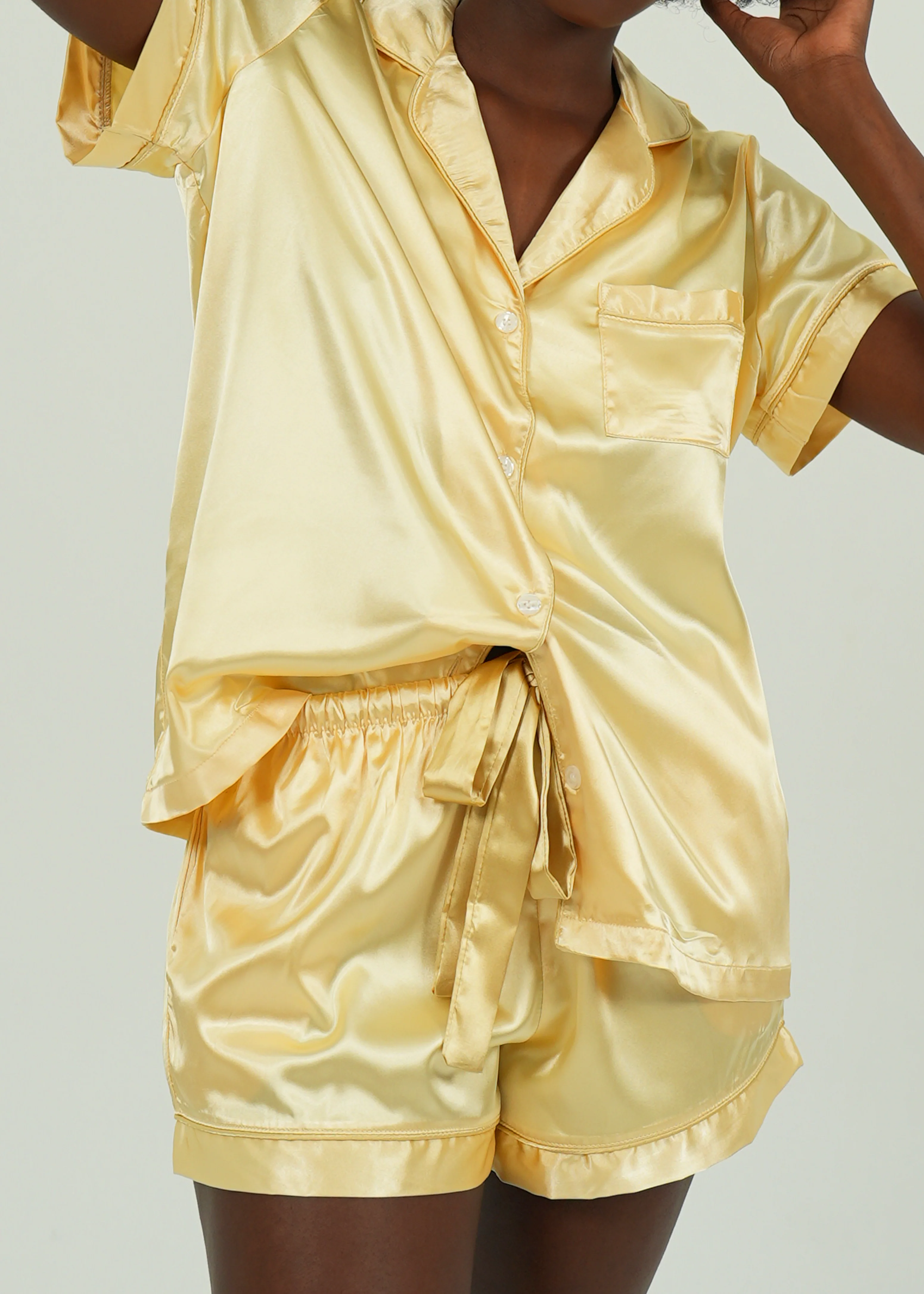 Womens Golden Ticket Satin Short Pajama Set - Image 4