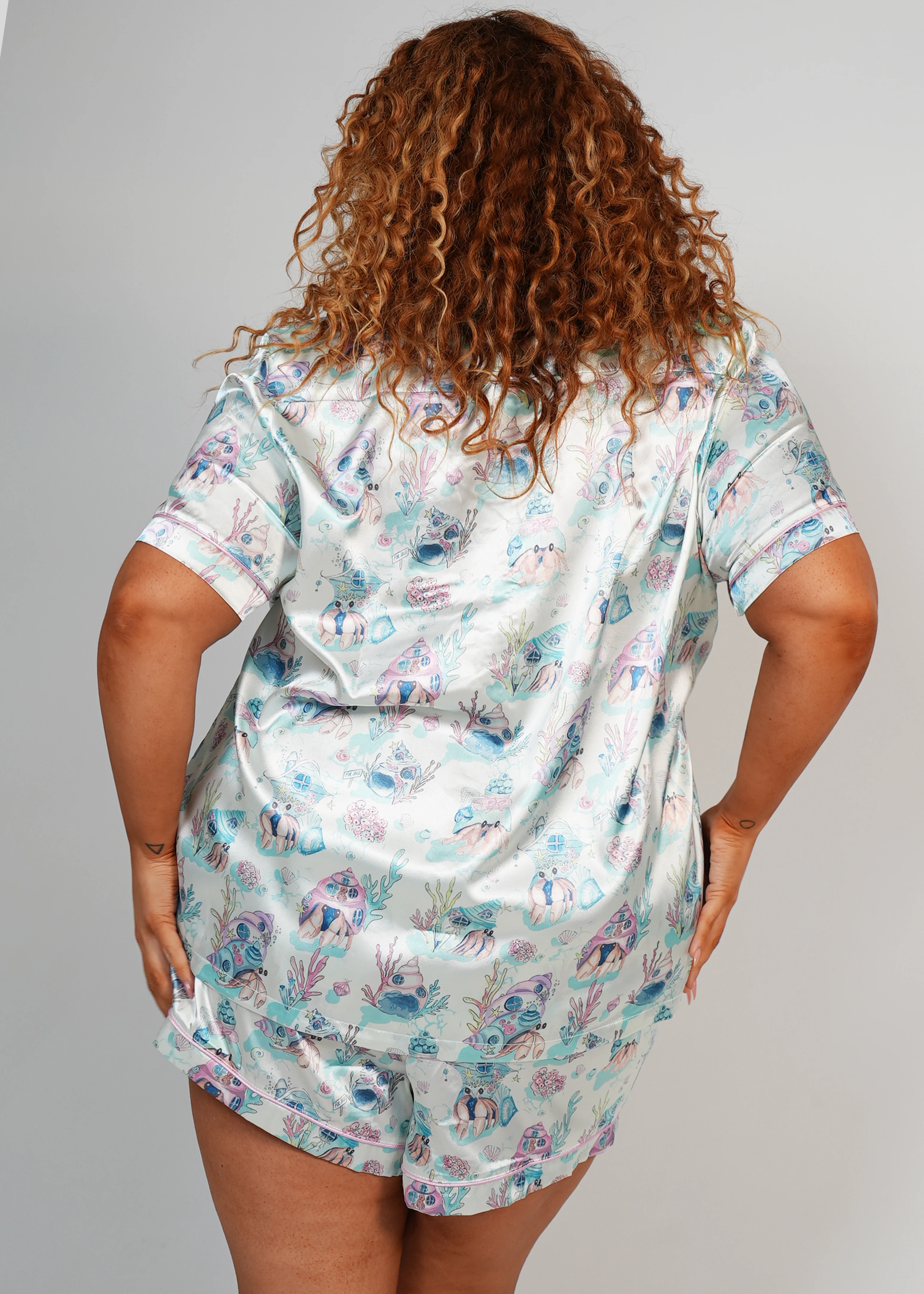 Womens Hermit Dreams Satin Short PJ Set - Image 6